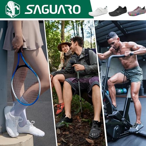 Detalle 2 de SAGUARO Zapatillas Barefoot para Hombre y Mujer – Minimalistas Cinco Dedos, Transpirables y Antideslizantes, Gr.42 (Negro Profundo)