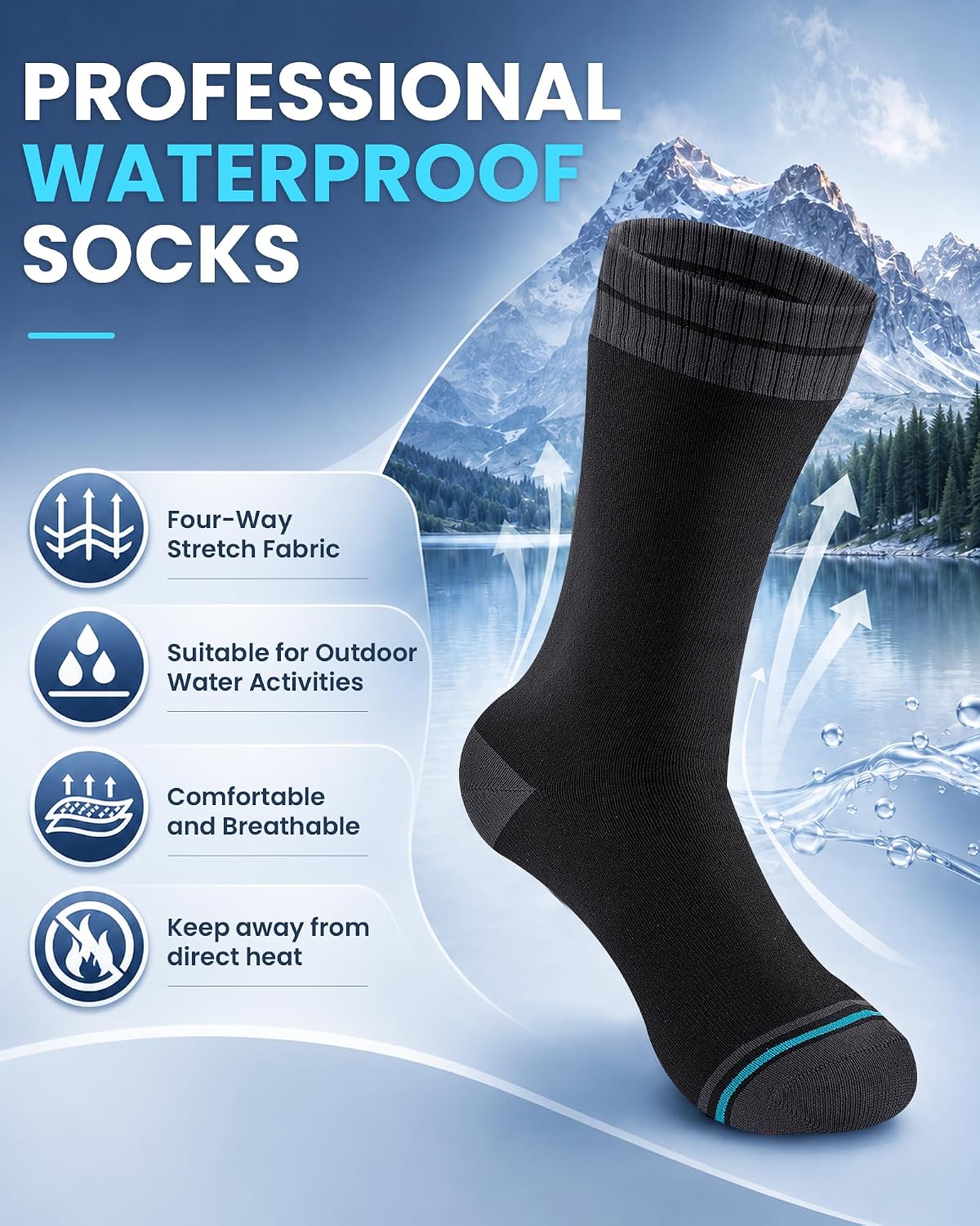 Thumbnail 3 de Niorasen Waterproof Crew Hiking Socks for Men with Cotton-Blend Lining