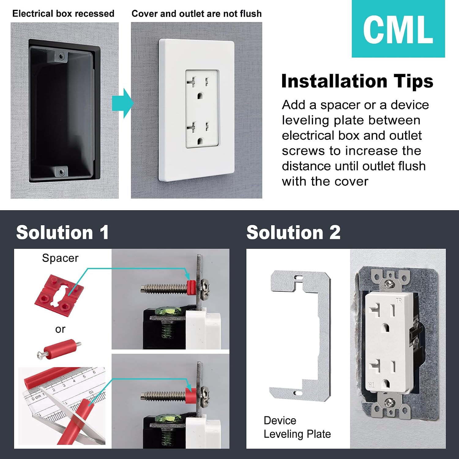 Detalle de CML Hardware CSPS-G1-8 Screwless Decorator Wall Plates, Gloss White, 8-Pack
