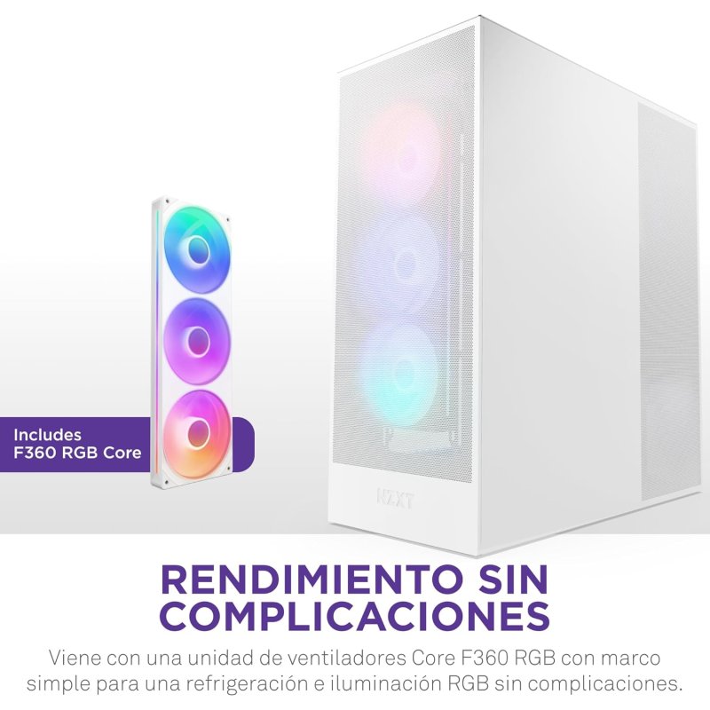 Thumbnail 1 de NZXT H7 Flow RGB 2024 Cristal Templado USB 3.2 Blanco