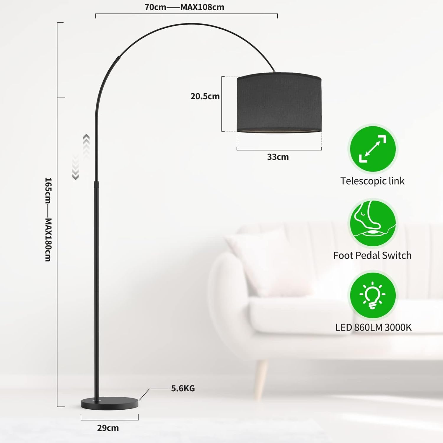 Thumbnail 1 de Modlicht JASMIN Lampada ad arco 165–180 cm