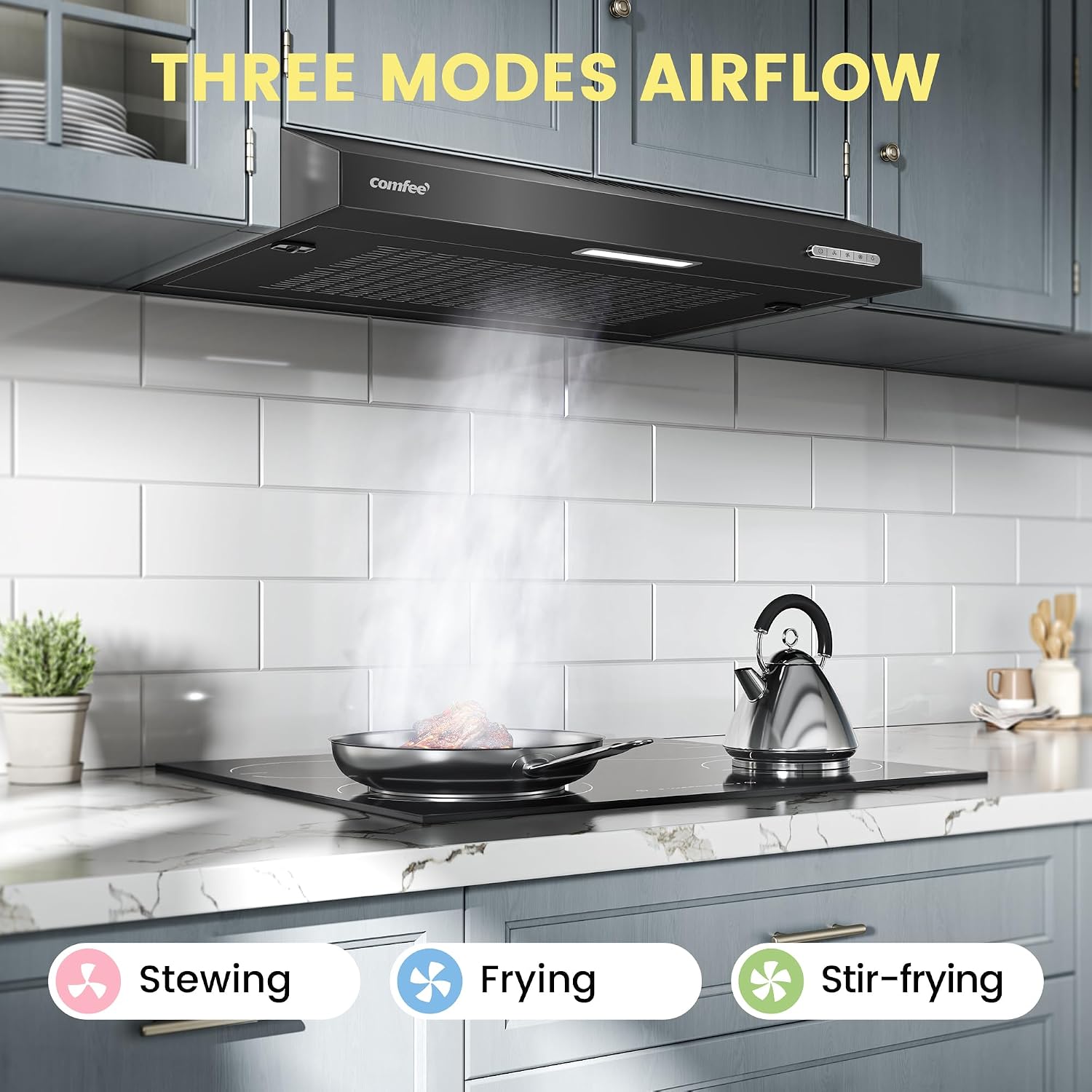Thumbnail 1 de COMFEE' Visor Cooker Hood, 60cm Under-Cabinet Extractor Fan