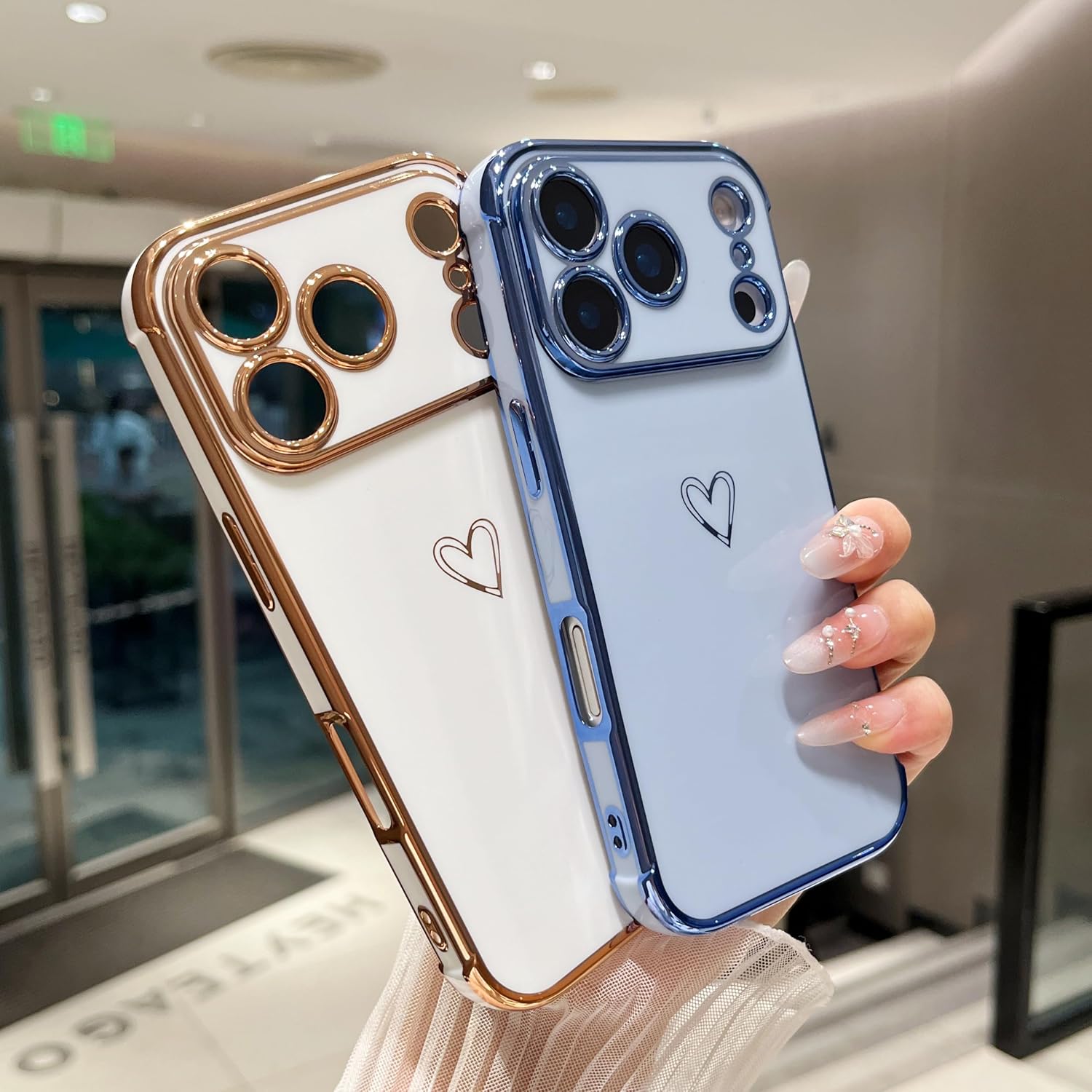 Thumbnail 4 de ZTOFERA Hülle iPhone 17 Pro 6,3 Zoll Herz Gold Rand