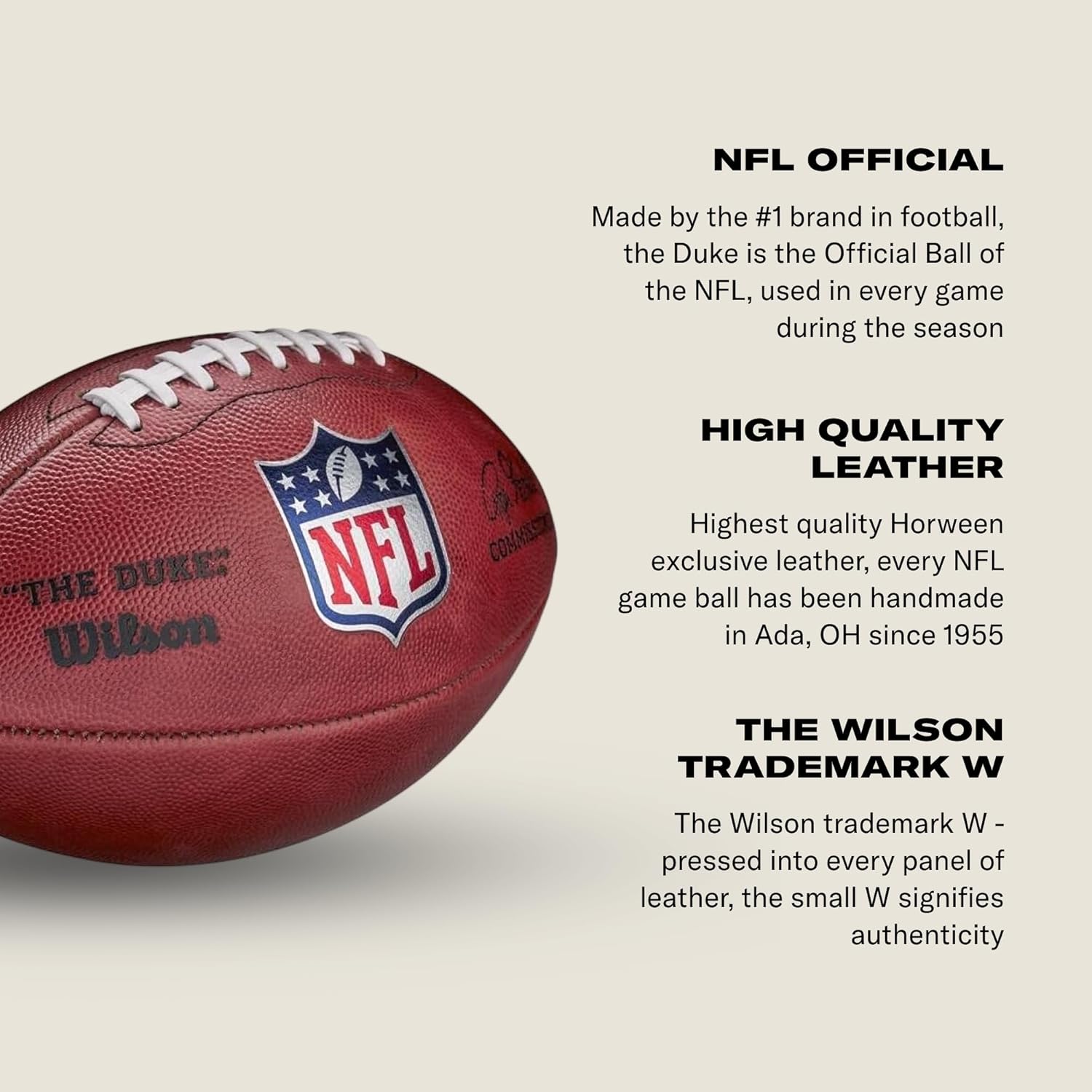 Detalle de Wilson „The Duke“ offizieller NFL-Spielfußball – WTF1100IDBRS