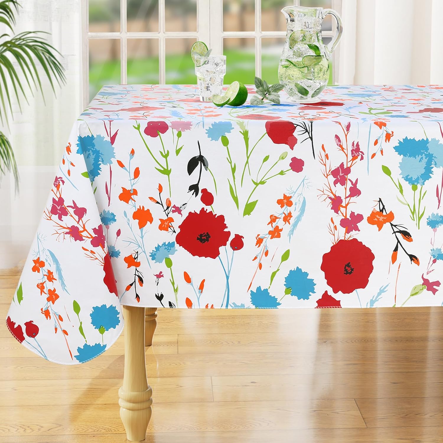 Detalle de misaya Rectangle Waterproof Vinyl Table Cloth with Flannel Backing, 52" x 70