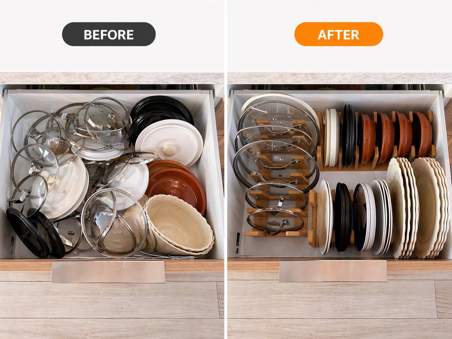 Detalle 2 de PIPOREA Kitchen Cabinet Organizer in Bamboo