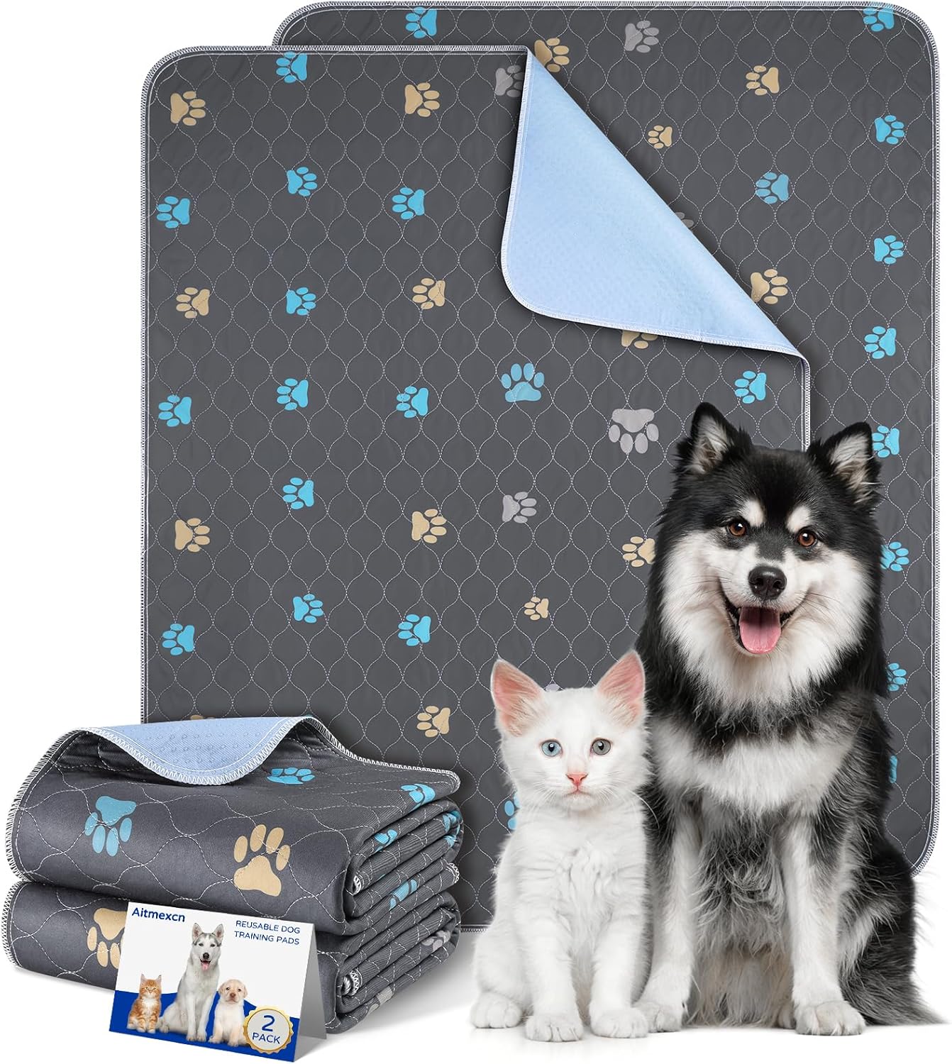 Aitmexcn Washable Puppy Pads (2 Pack) – Non-slip, Leak-proof and Reusable 60 x 90 cm