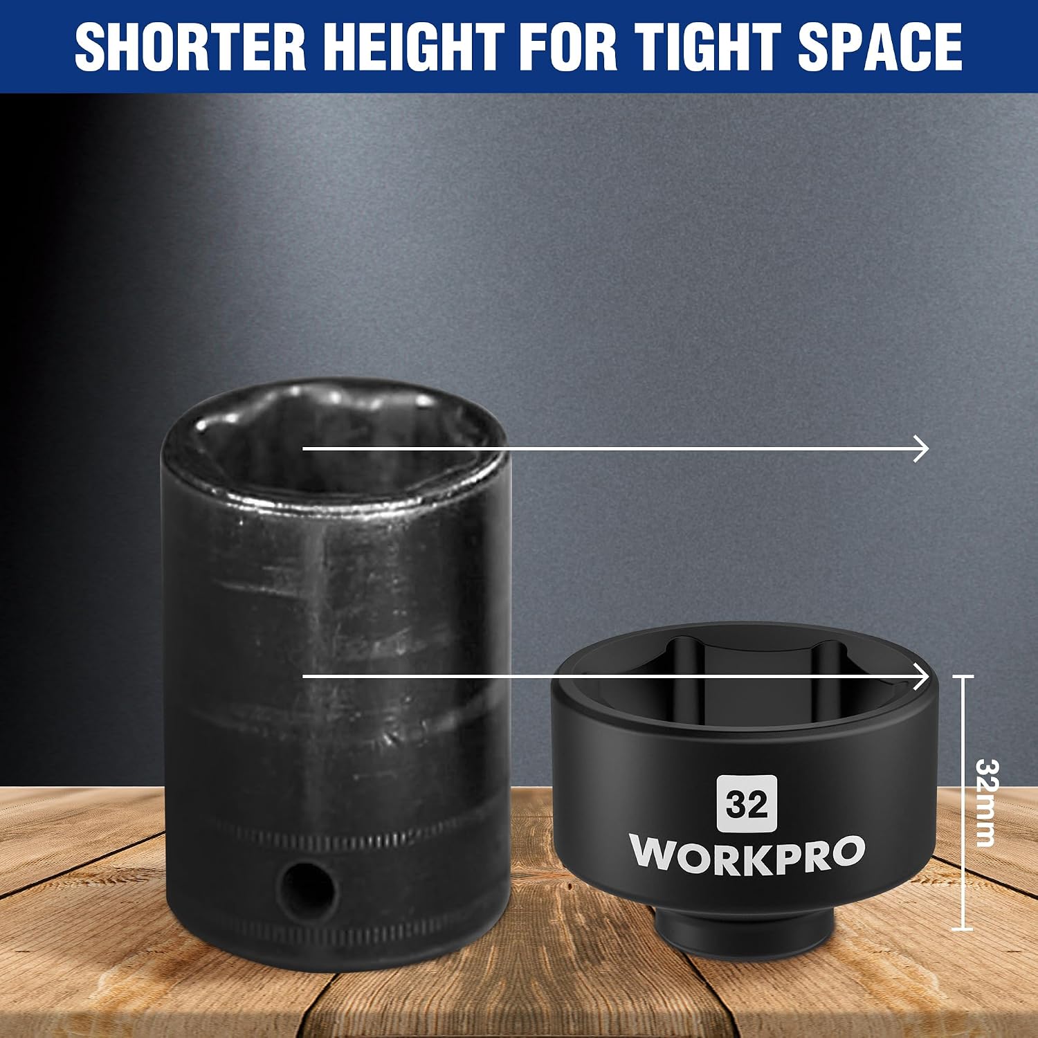 Detalle de WORKPRO 32mm Oil Filter Socket Wrench, 6-Point Hex, 3/8-Inch Drive