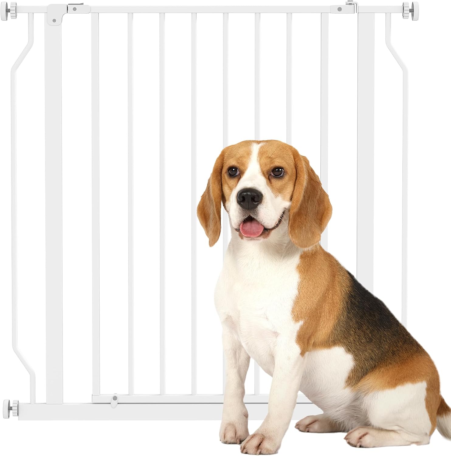Detalle de PawHut Barrière de sécurité pour chien extensible 75–85 x 76 cm (montage à pression, acier et ABS) pour escaliers et couloirs