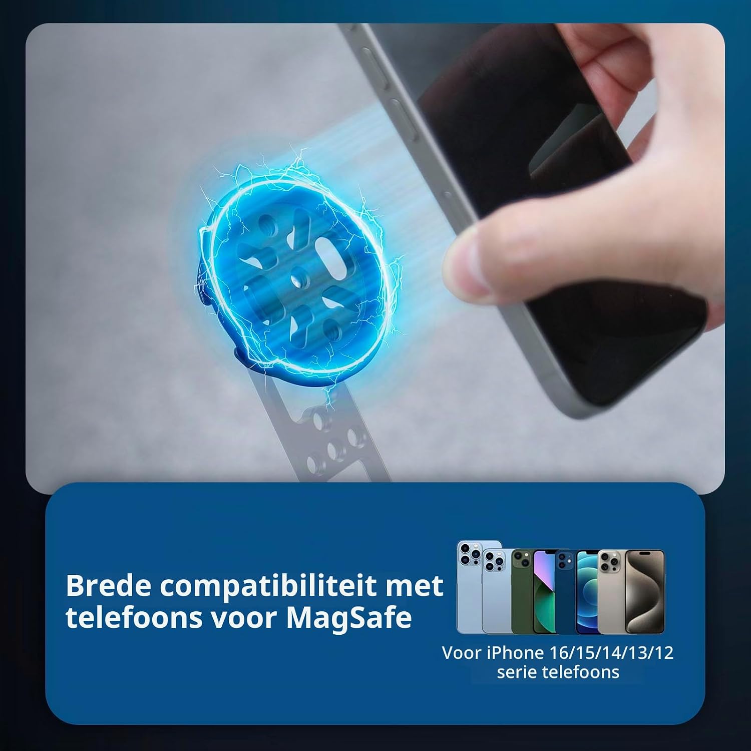 Detalle de SMALLRIG 5155 magnetische iPhone-montageplaat met cold shoe en 1/4"-20-gat