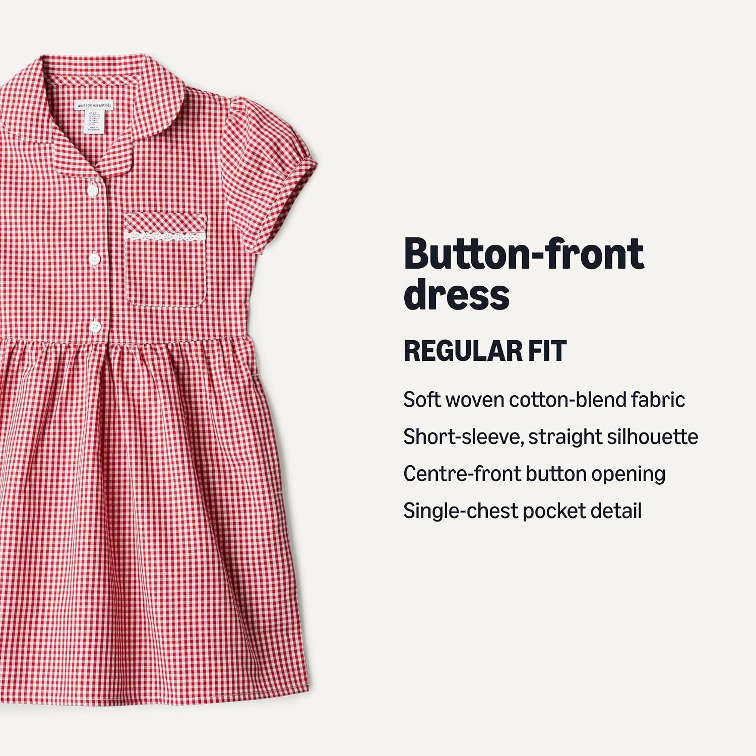 Detalle 2 de Amazon Essentials Girls' Gingham School Uniform Dress (Pack of 2)