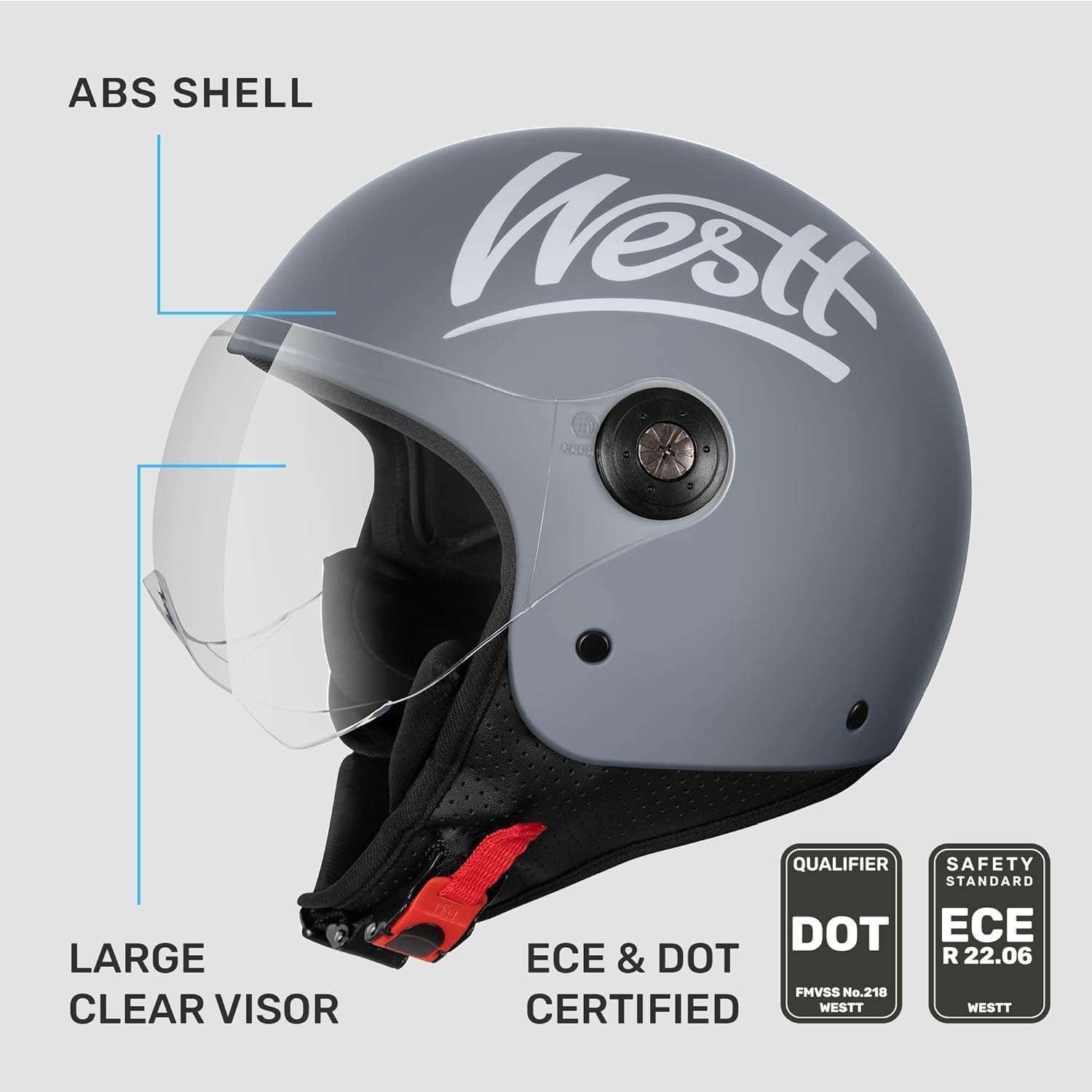 Detalle 2 de Westt casco jet 1100 g con ECE 22.06