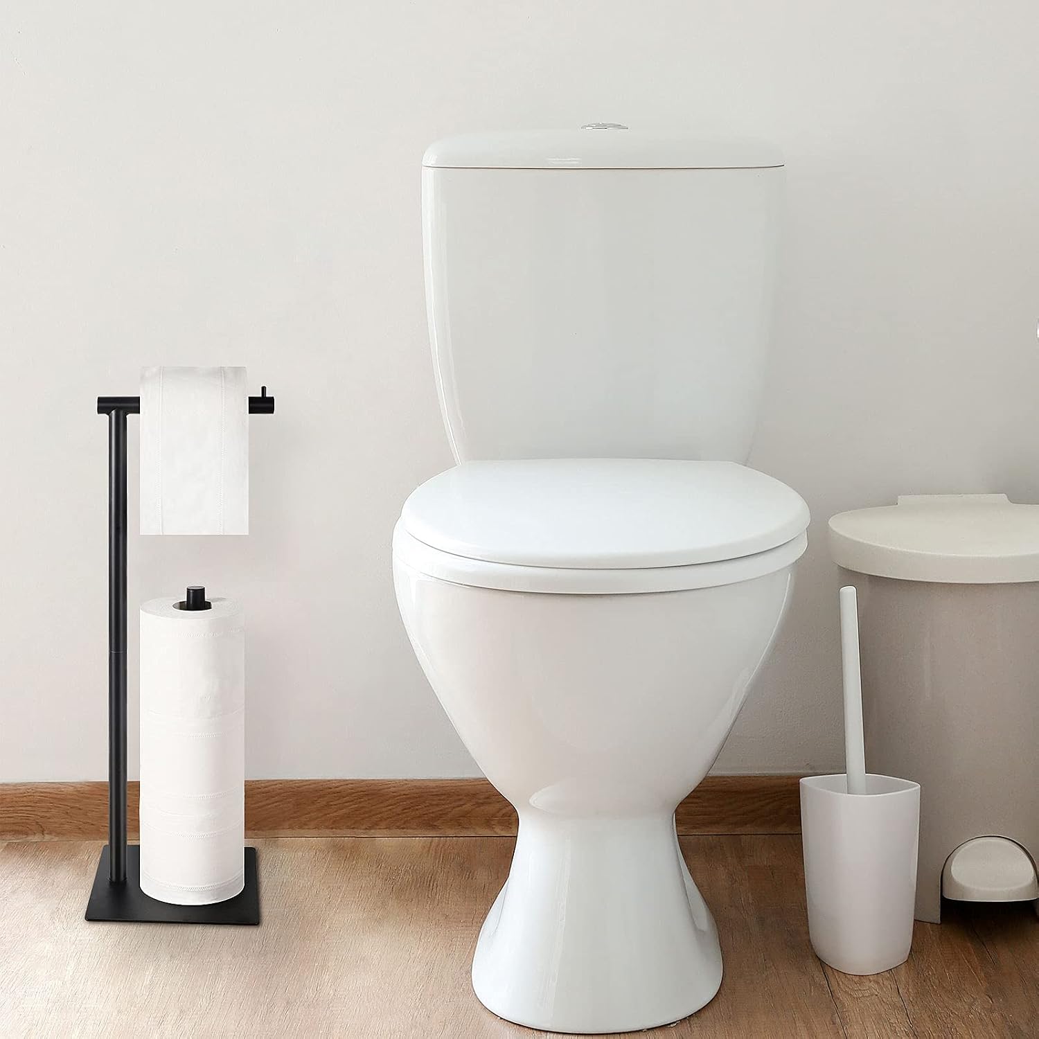 Thumbnail 3 de OYEAL Freestanding Toilet Paper Holder, Black Metal with 4-Roll Storage