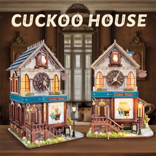 Detalle 2 de STRUCWOOD 3D Holzpuzzle: Kuckucksuhr Haus Kit – DIY Miniaturwelt aus Massivholz