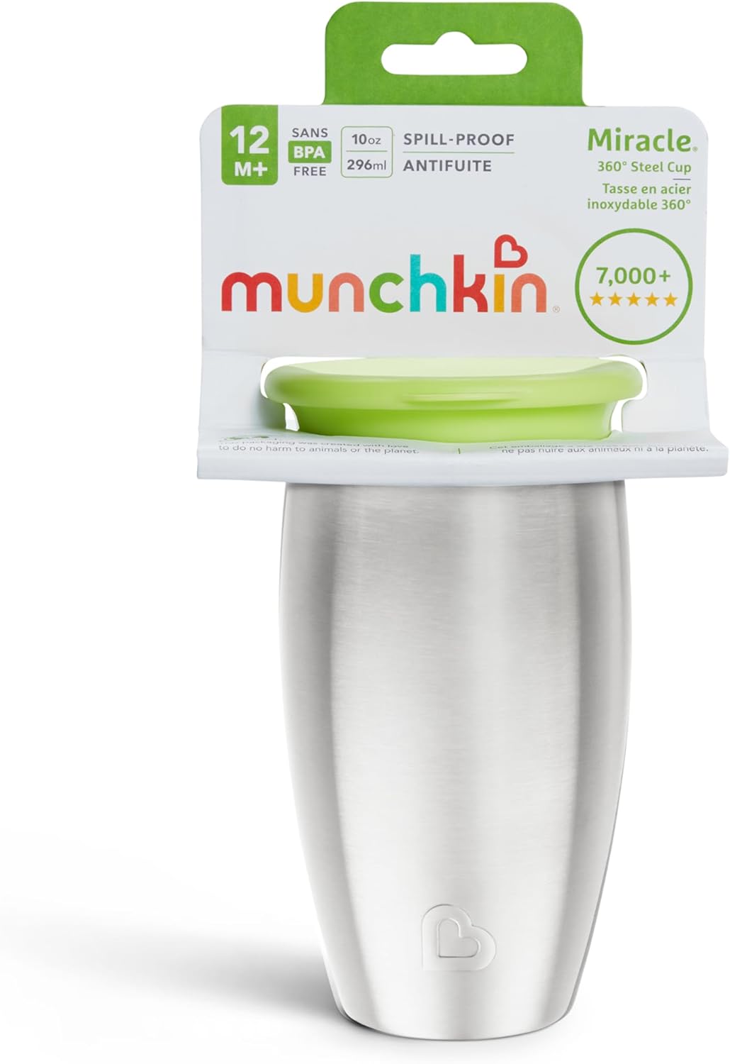 Detalle 2 de Munchkin Miracle 360 Cups: Stainless Steel Toddler Cup, 296ml (10oz), Green