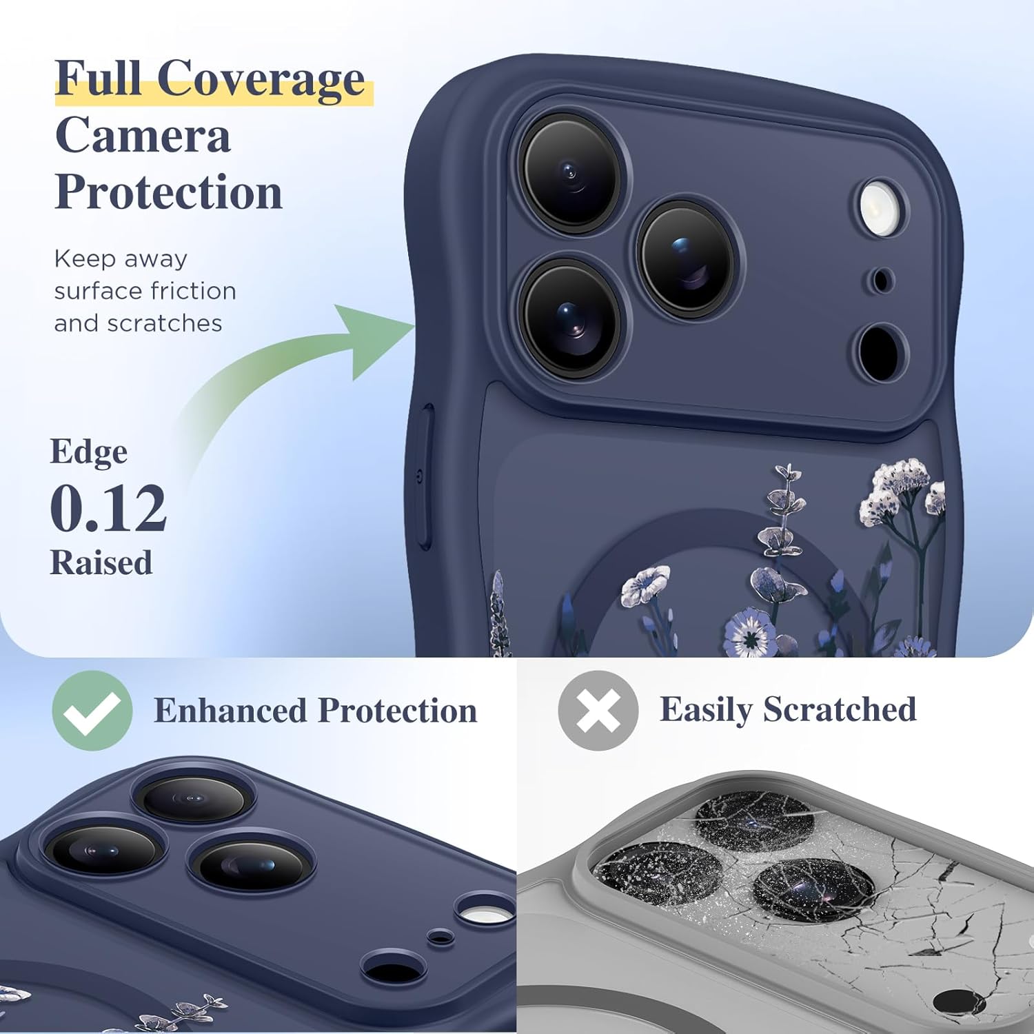 Thumbnail 6 de GVIEWIN iPhone 17 Pro MagSafe Case (6.3-inch) – Curly Wave Edge Floral Translucent Shockproof Cover