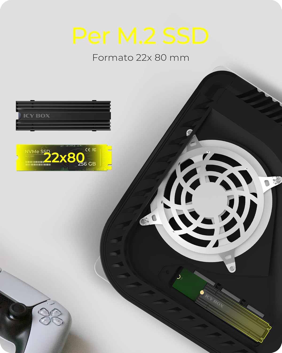 Thumbnail 3 de ICY BOX IB-M2HS-PS5 dissipatore M.2 per PS5 (SSD 2280, altezza 10 mm) con 3 pad termici