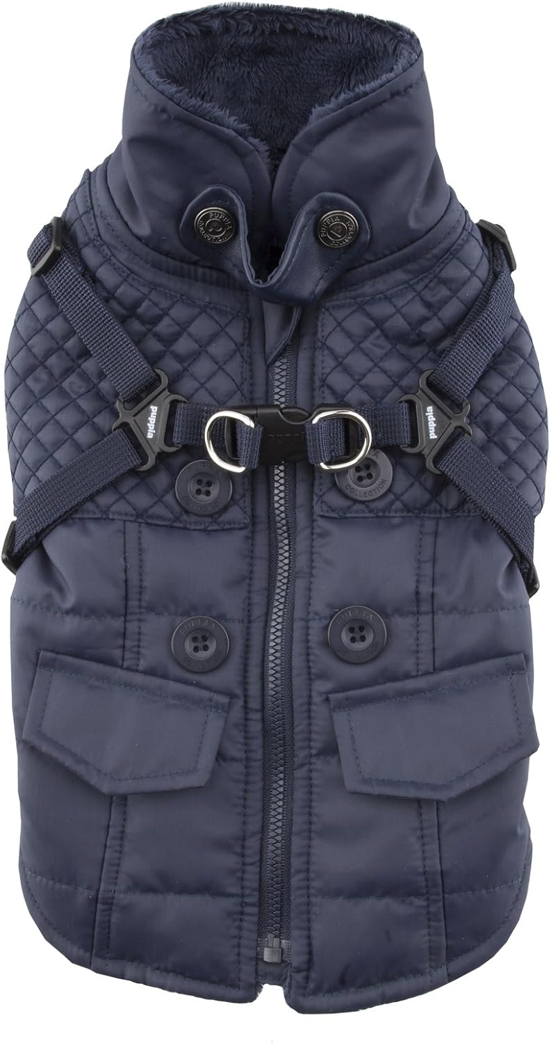 Detalle de Puppia PAQD-VT1463 Wilkes – zimowy płaszcz dla psa XL, ciemnoniebieski