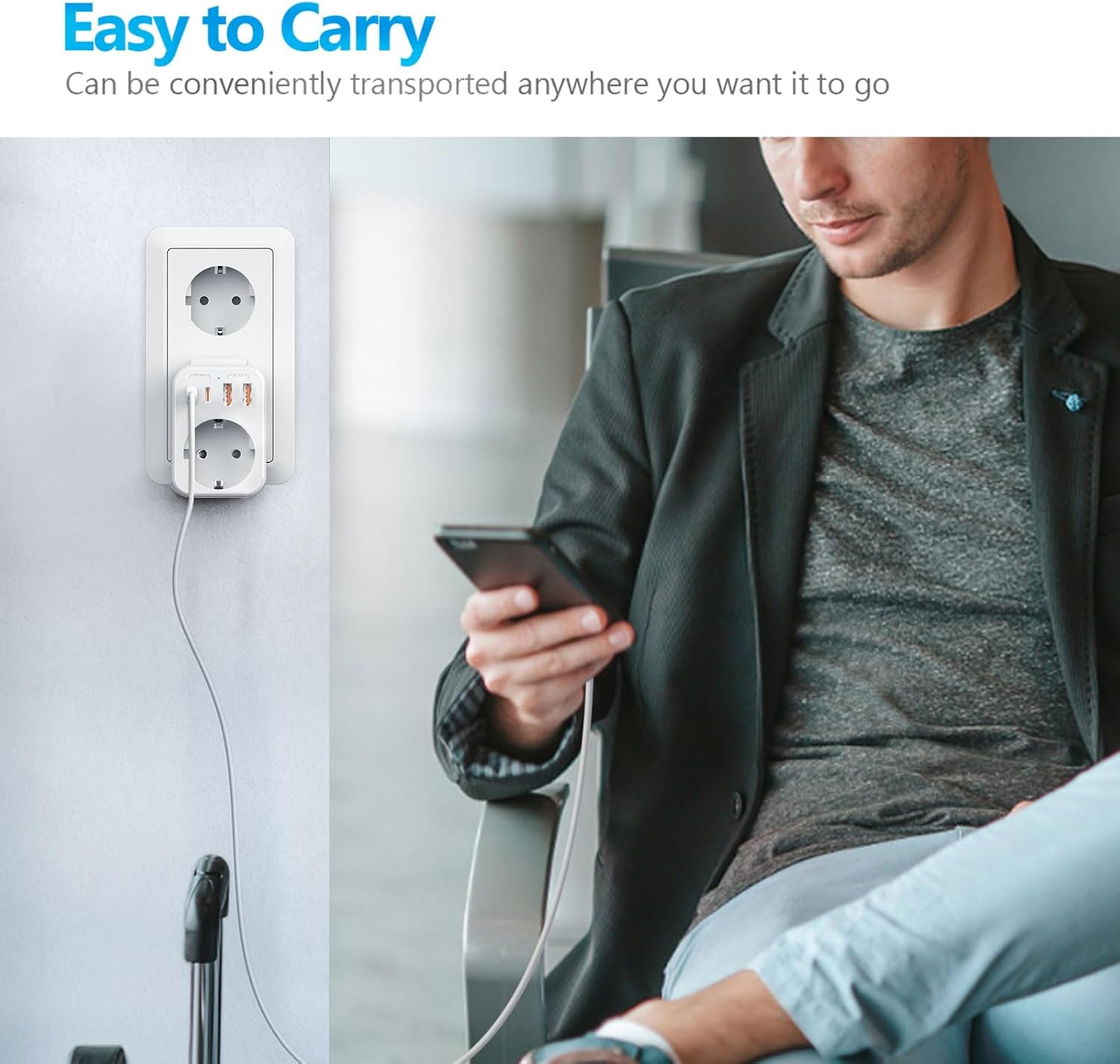 Thumbnail 6 de JSVER Adaptateur prise universelle voyage avec USB‑C (PD 20 W) et 8 connecteurs