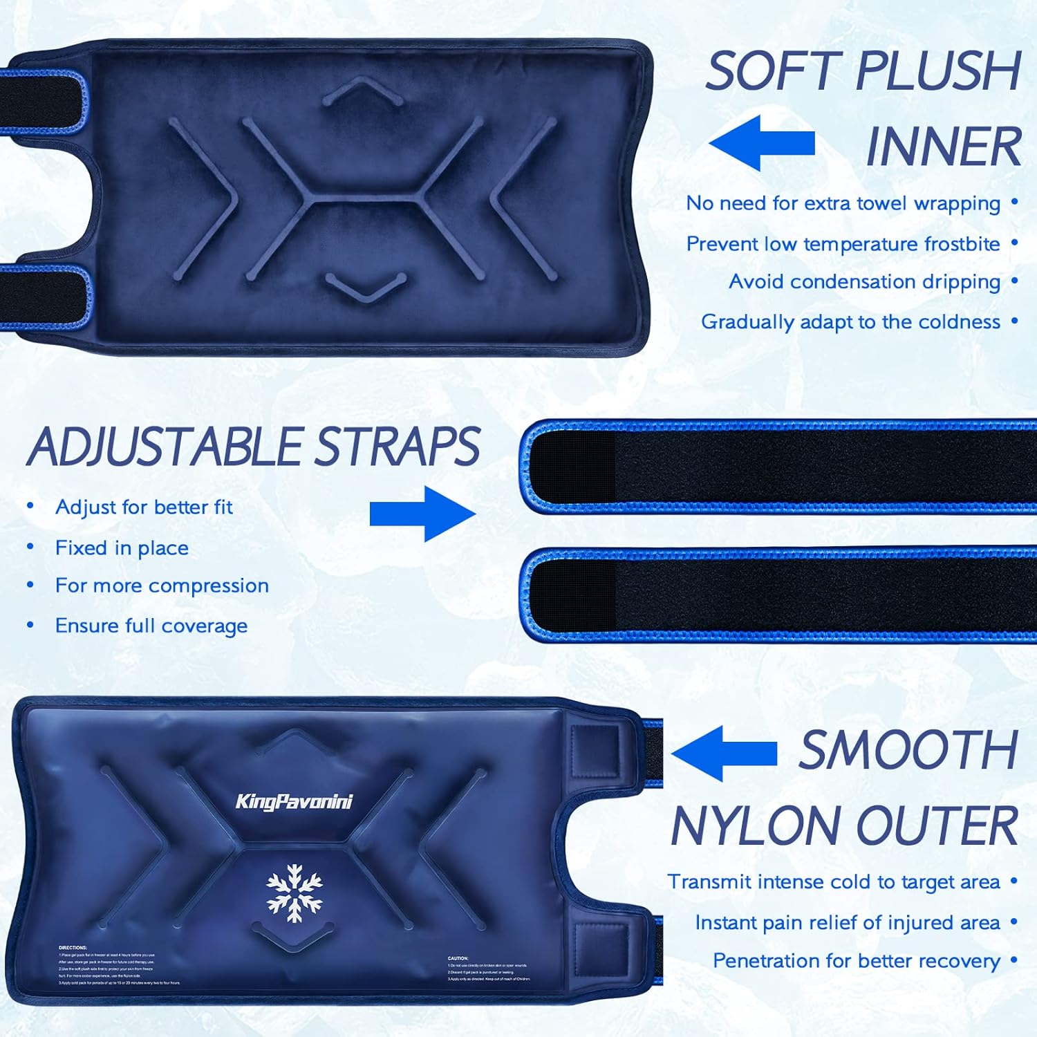 Thumbnail 5 de KingPavonini XXL Knee Ice Pack Wrap: Full-Knee Coverage, Reusable Gel Ice Pack (Blue)