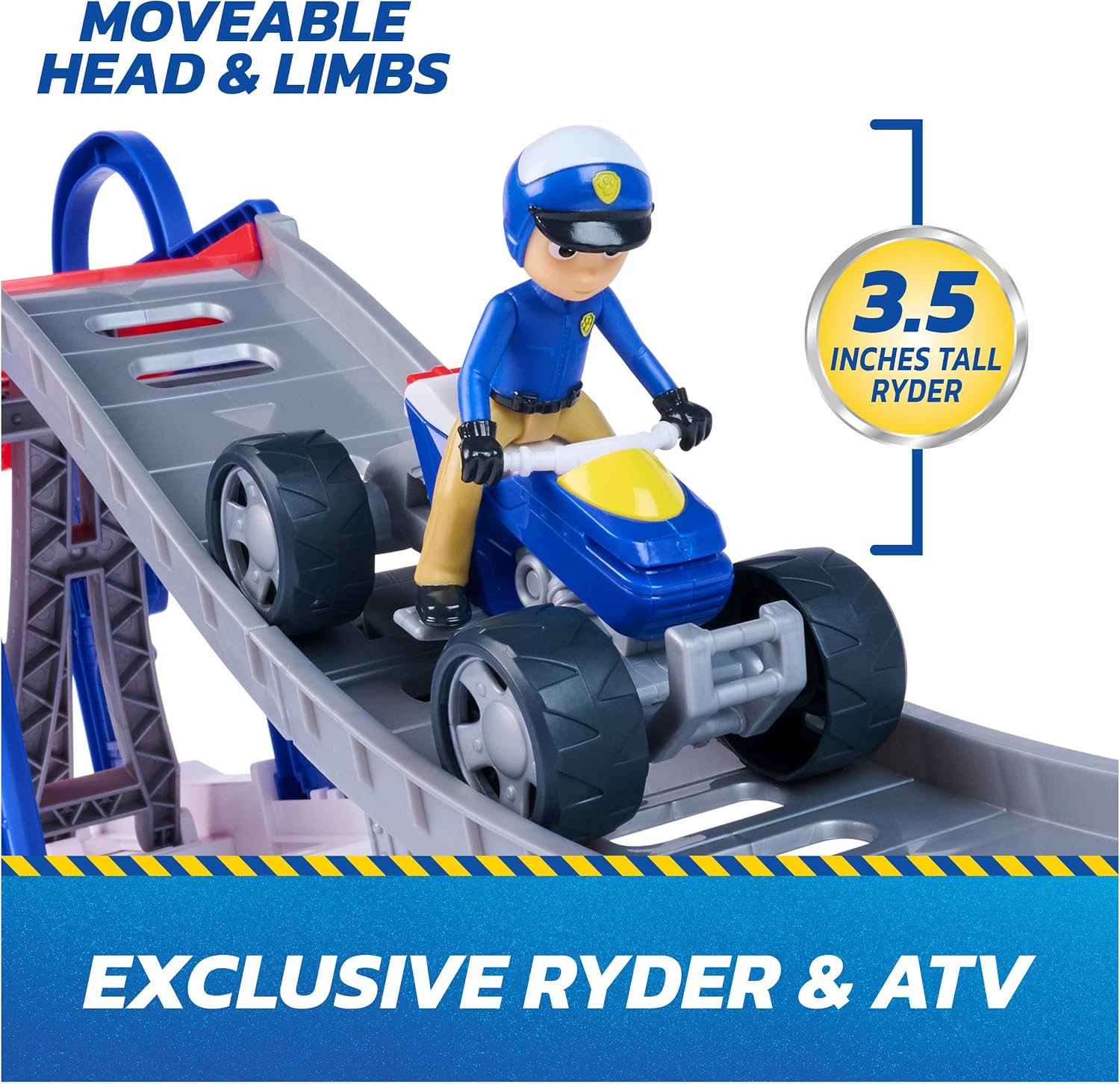 Detalle de Paw Patrol Search & Rescue Lift N Repair Playset with Ryder Action Figure – Over 30-Inch Track, Moving Claw Arm and Ramp