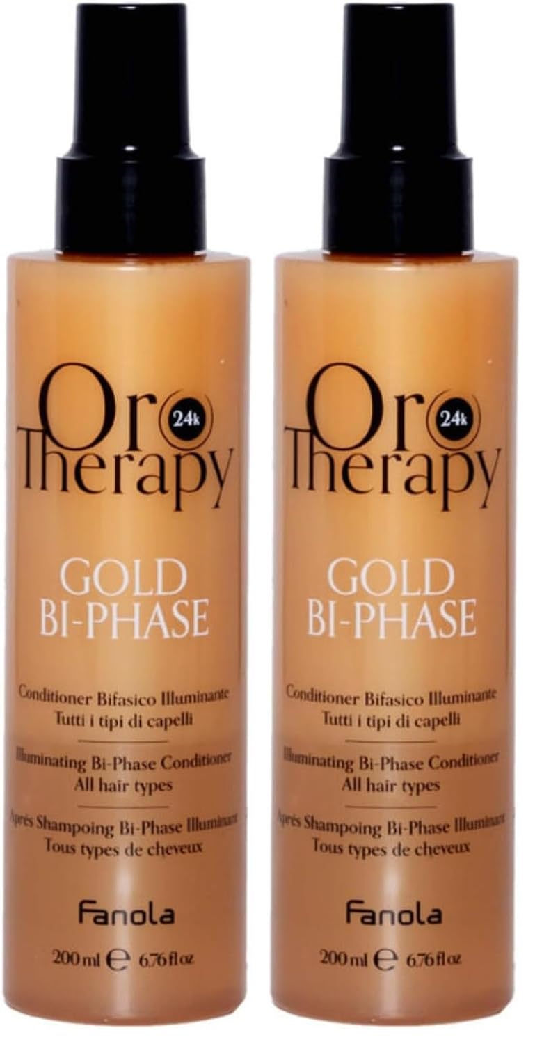 Detalle 1 de Fanola Orotherapy Gold Bi_Phase Conditioner – Zweiphasiger Aufheller für alle Haartypen, 200 ml