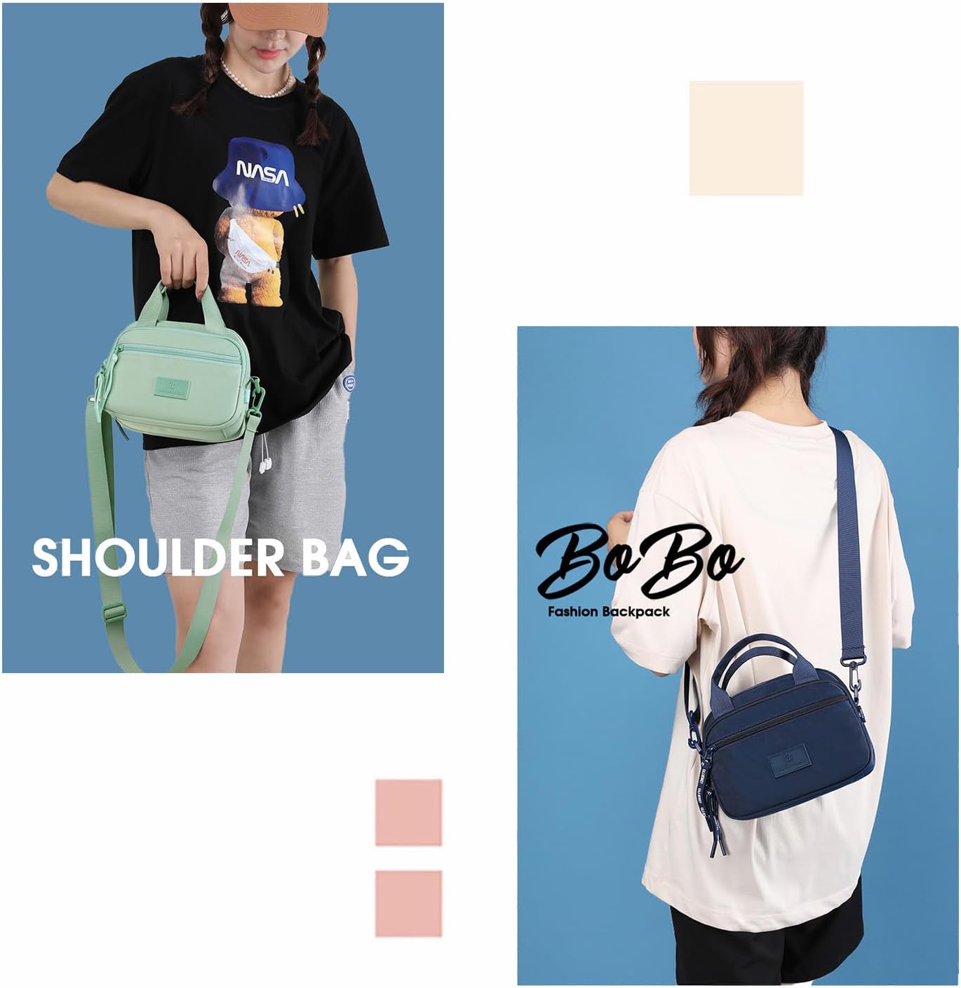 Thumbnail 4 de BOBO crossbody bag for women with waterproof nylon and multiple zipped compartments