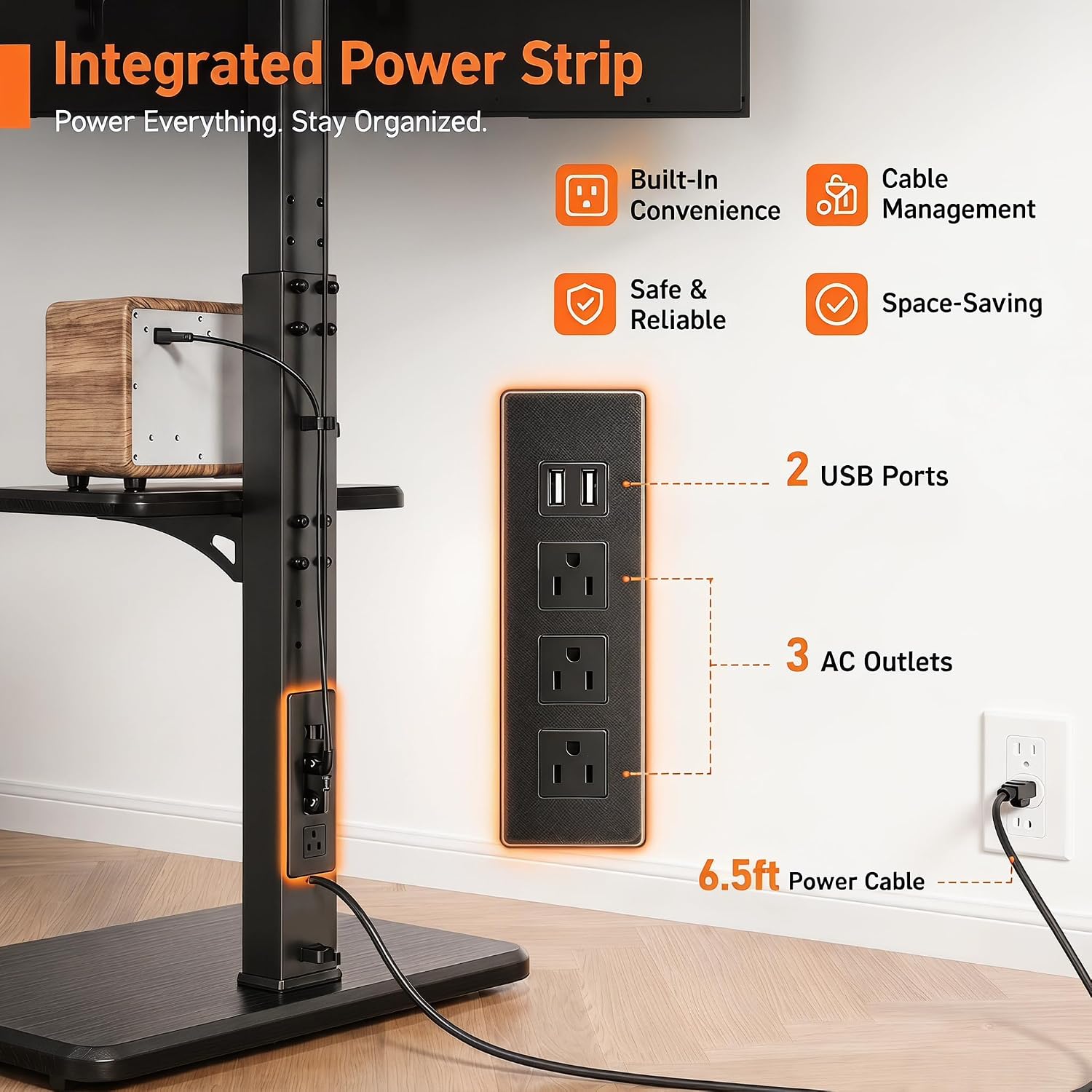Detalle 2 de Perlegear PGFS06 Floor TV Stand 32-75 inch