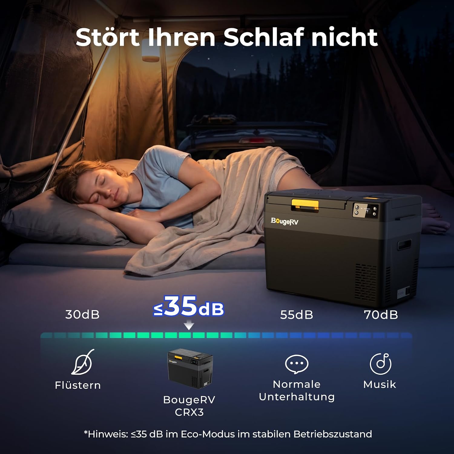 Detalle de BougeRV CRX3 Kompressor Kühlbox 28L mit Akku 240Wh – mobile Kühlung fürs Auto, Camping und Outdoor