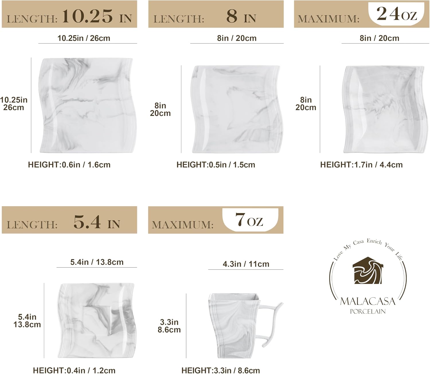 Detalle 2 de MALACASA Flora 30-Piece Marble Grey Porcelain Dinnerware Set for 6