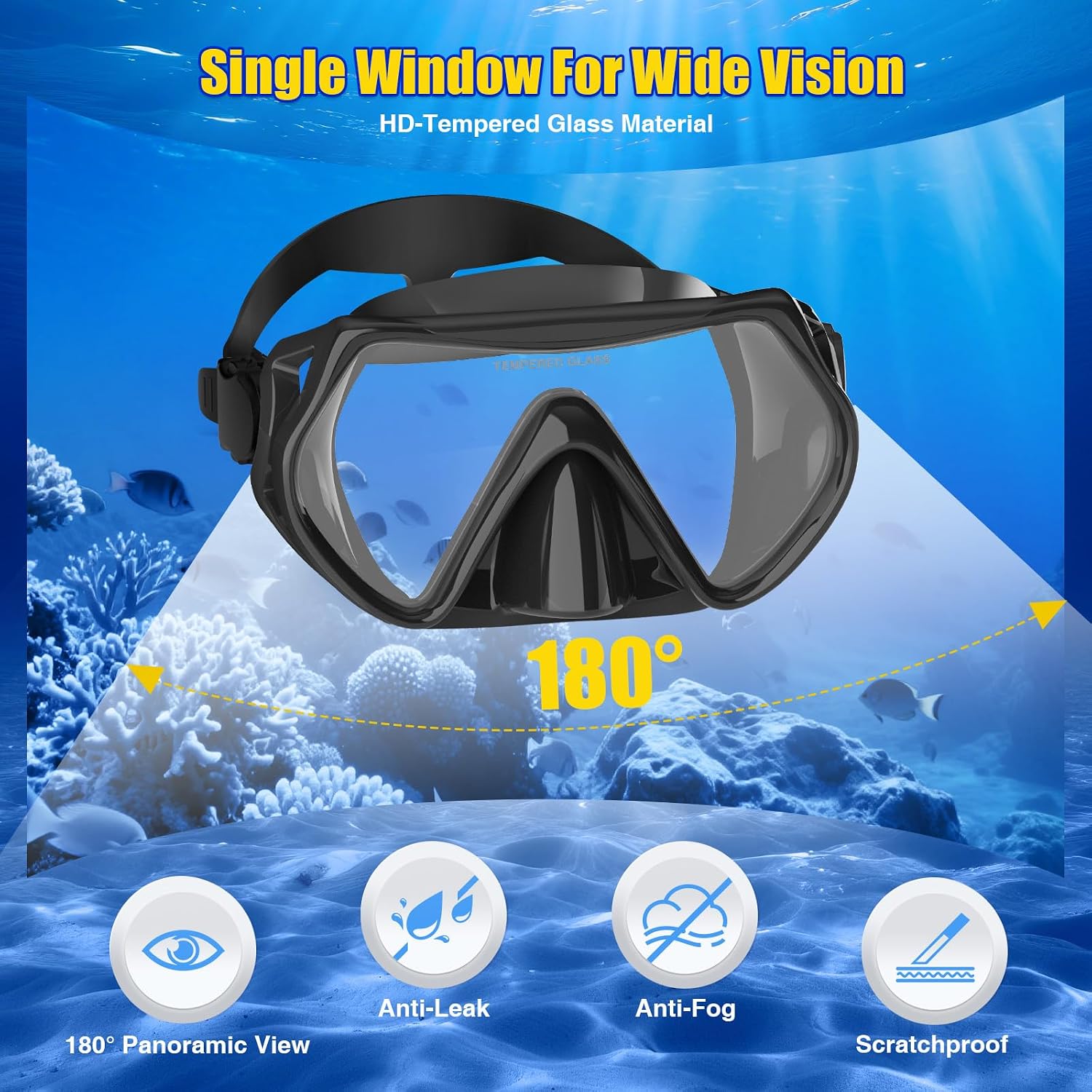 Thumbnail 1 de MELUMILU Adult Snorkel Mask Set with 180° View and Dry-Top Snorkel