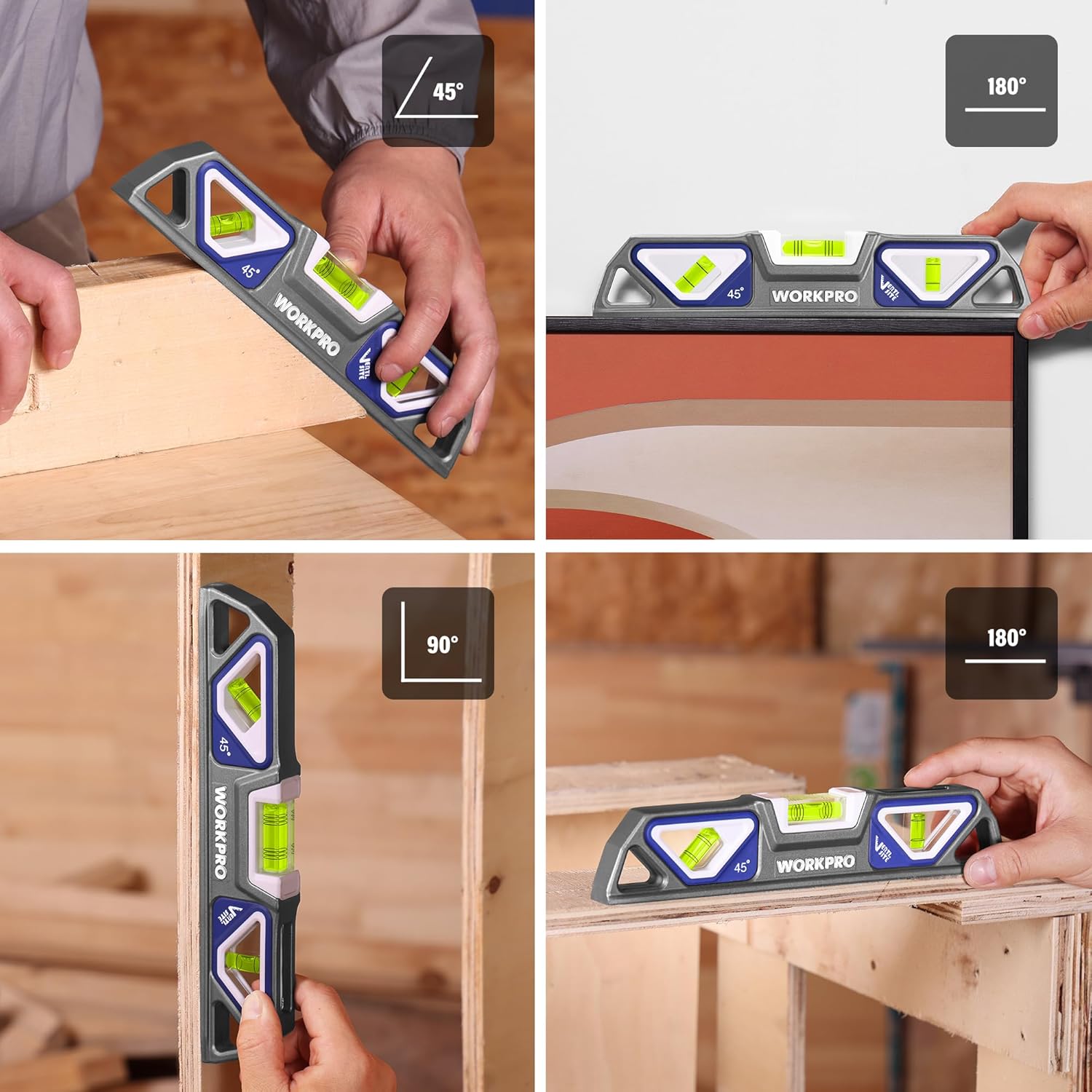 Thumbnail 6 de WORKPRO Livella Magnetica 25 cm con 3 Bolle: Precisione 0,5 mm/m, design Verti-Site e magnete potente