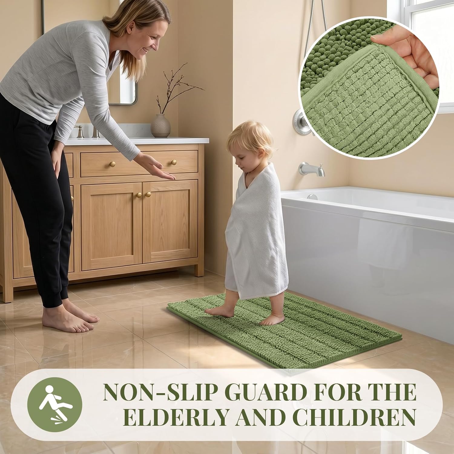 Detalle 2 de Bcoimo Chenille Bath Rug, 36x24