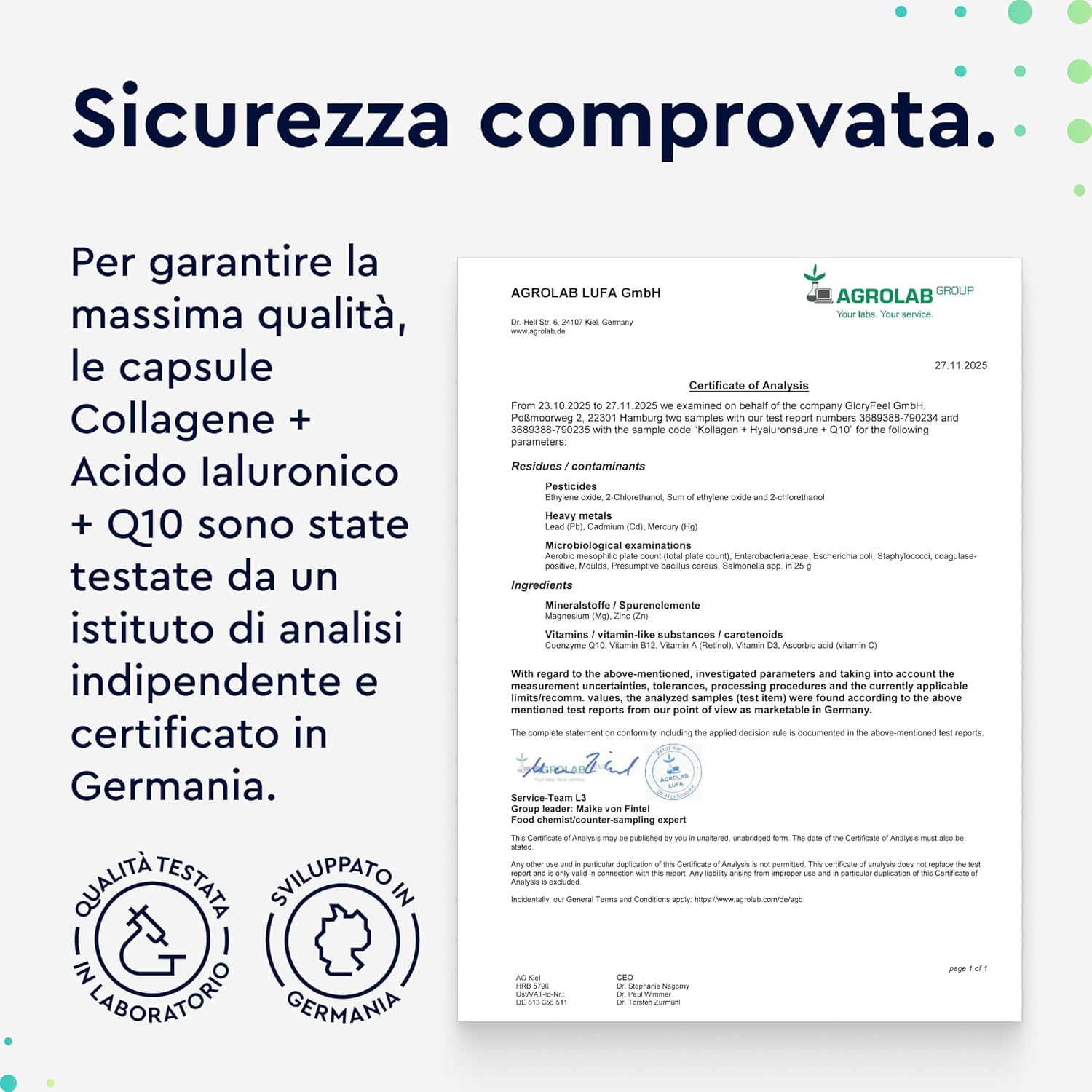 Thumbnail 6 de Collagene IDROLIZZATO + Acido Ialuronico + Coenzima Q10, Integratore per pelle, capelli e unghie – 120 capsule