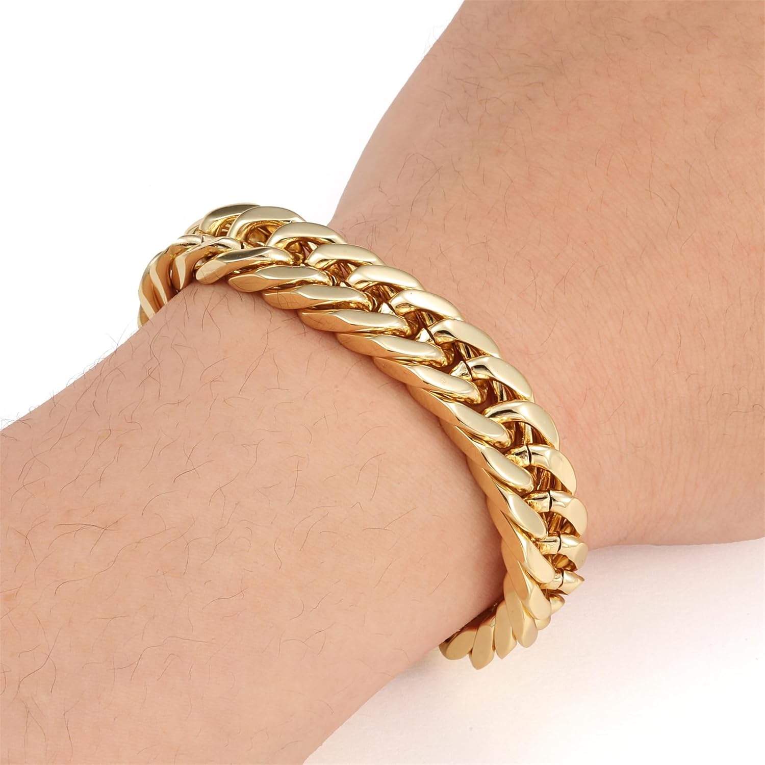 Thumbnail 2 de RWQIAN Armband Herren Edelstahl Panzerkette 8/12/17 mm – Silber/Gold/Schwarz, 18/20/22 cm