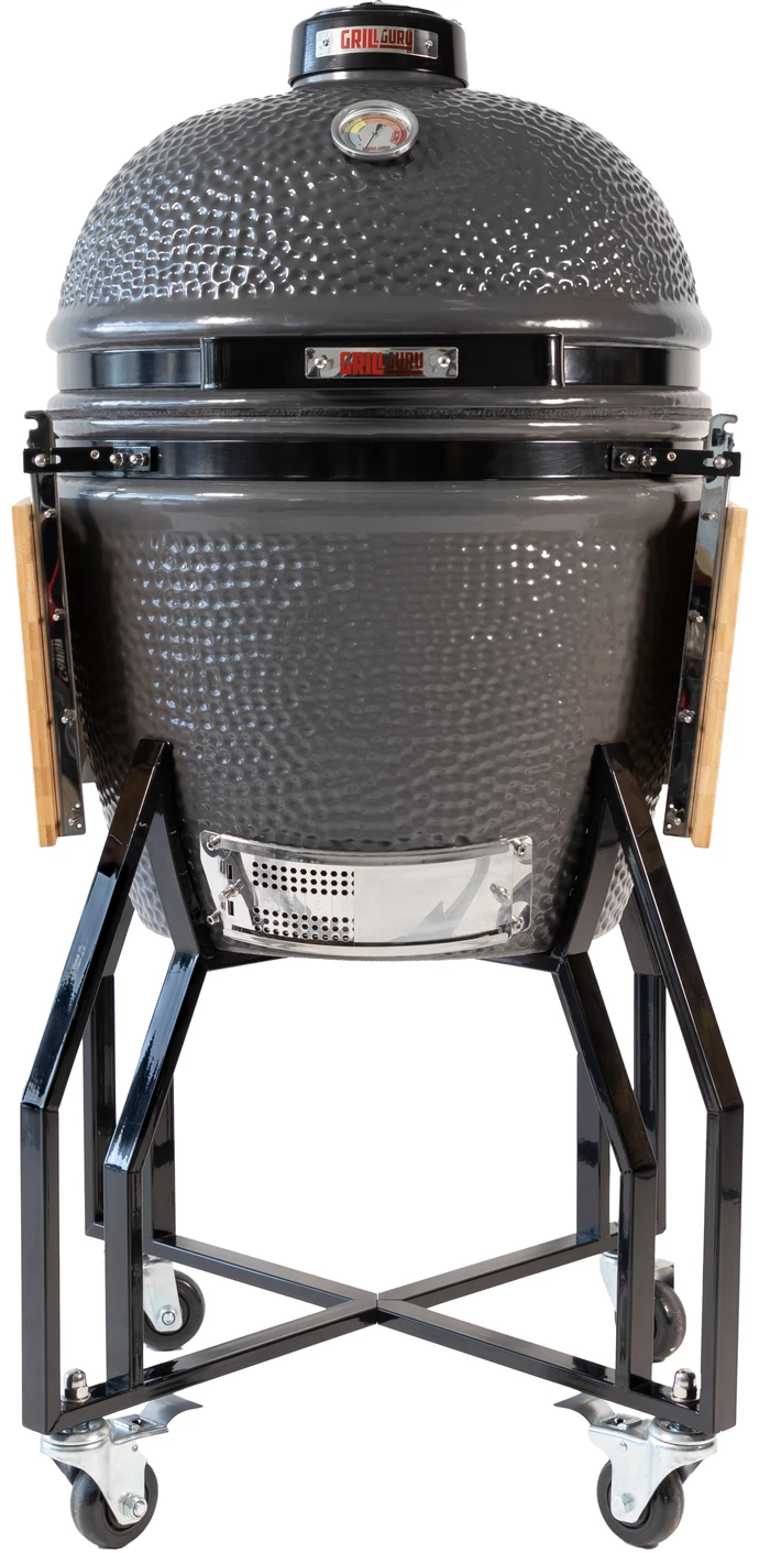 Detalle de Grill Guru Original Medium – Vielseitiger Grill mit Ceramicoberfläche und Rollständer