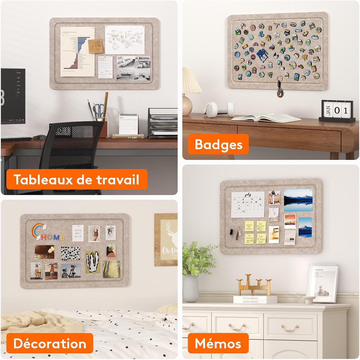 Detalle de Lifewit 25111 vilten prikbord, zelfklevend en opvouwbaar, 57 x 37,5 cm