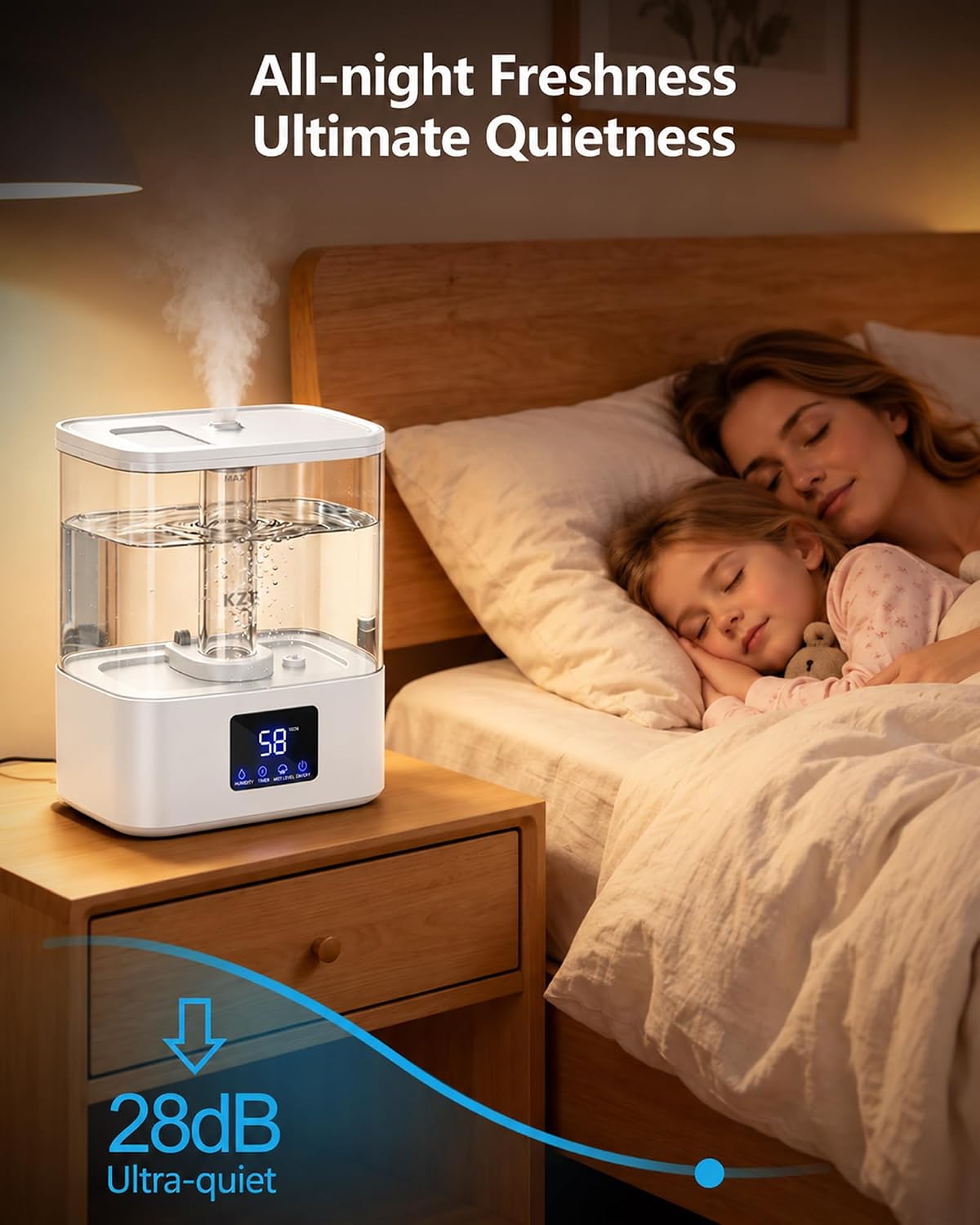 Detalle 2 de KZF 4L Cool Mist Humidifier with Top-Fill Design and Humidity Display