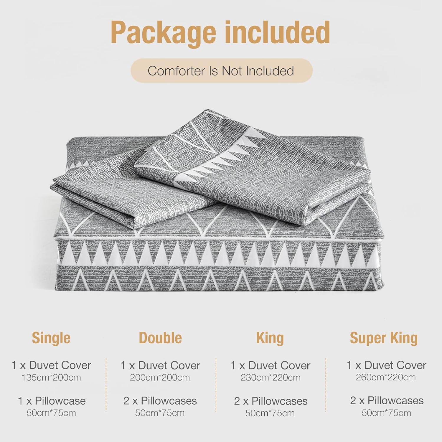 Thumbnail 6 de Lekesky Duvet Cover Double Size with Triangle Pattern – Ultra‑Soft Microfibre Bedding