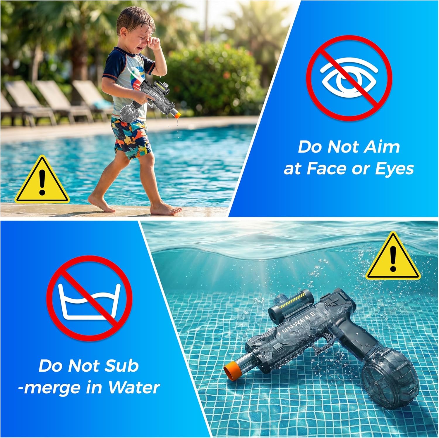 Detalle de Funwee Electric Water Gun for Adults & Kids — Long-Range Battery-Powered Water Blaster