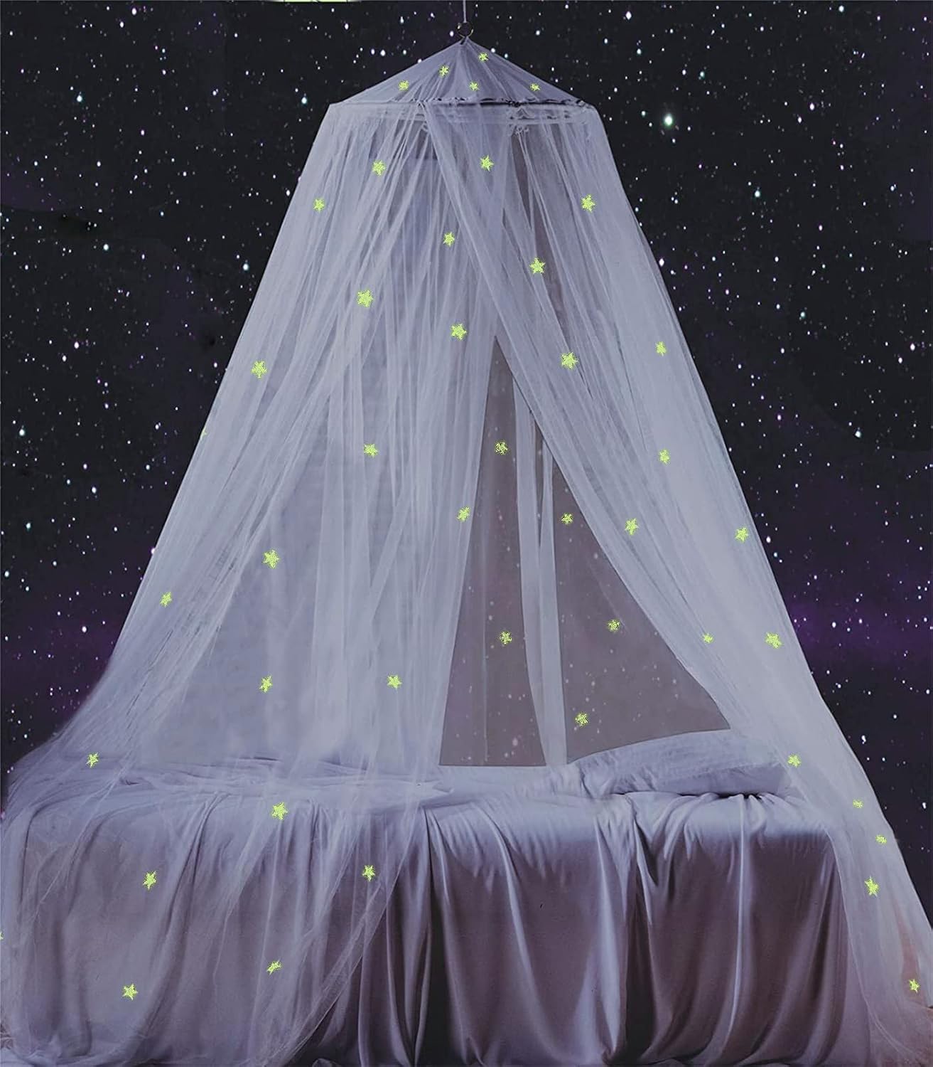 Detalle de South To East Bedcanopy bedhemel met glow-in-the-darksterren en muggennet
