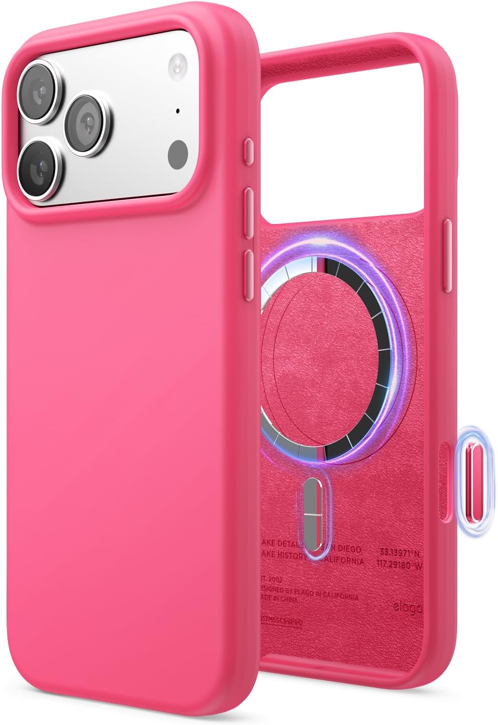 Detalle de elago Magnetic Silicone Case for iPhone 17 Pro Max 6.9” – Ice Red, MagSafe Compatible