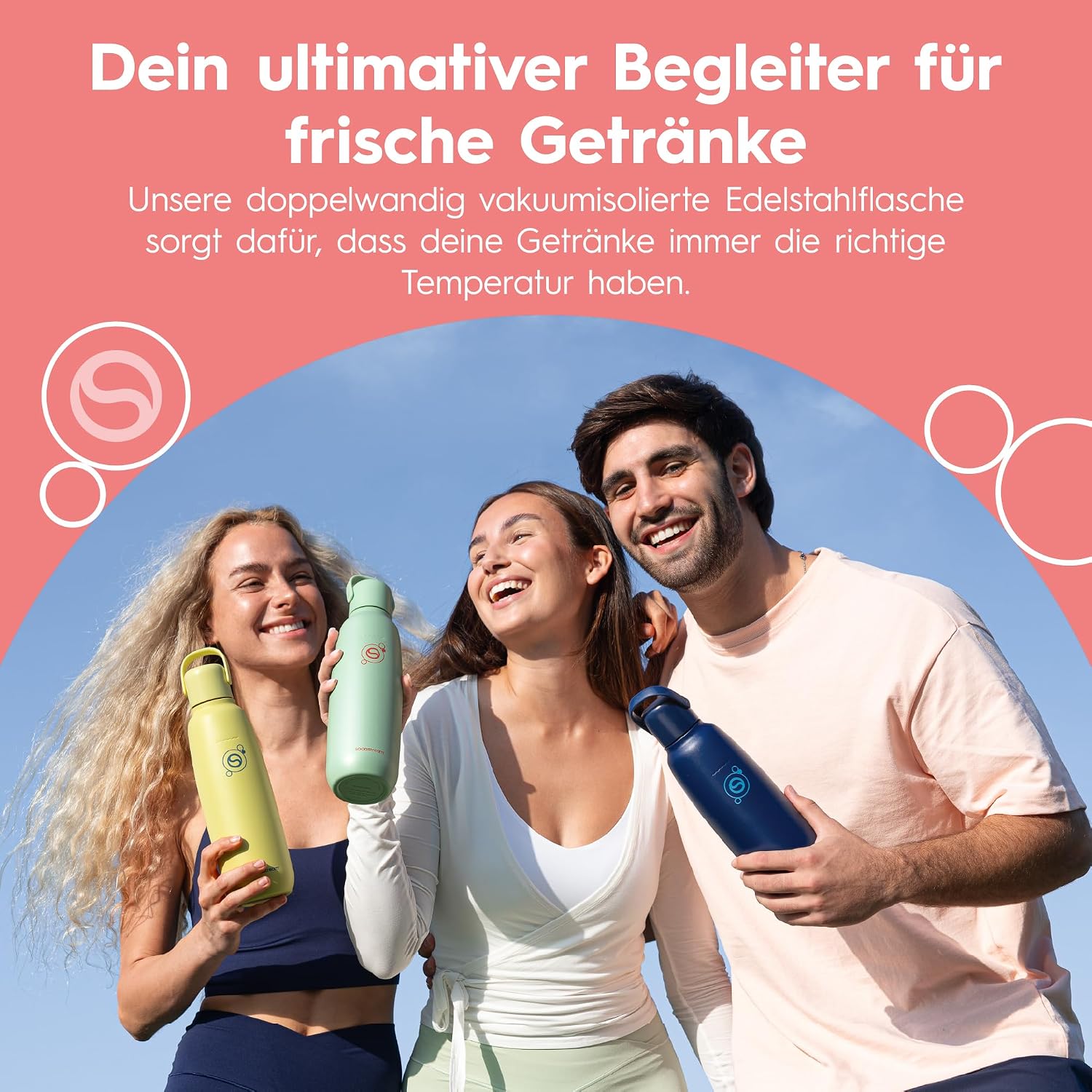 Detalle de SodaStream Fizz & Go Cool Edelstahl 0,9 l doppelwandige Sprudelgetränkeflasche (Papaya)
