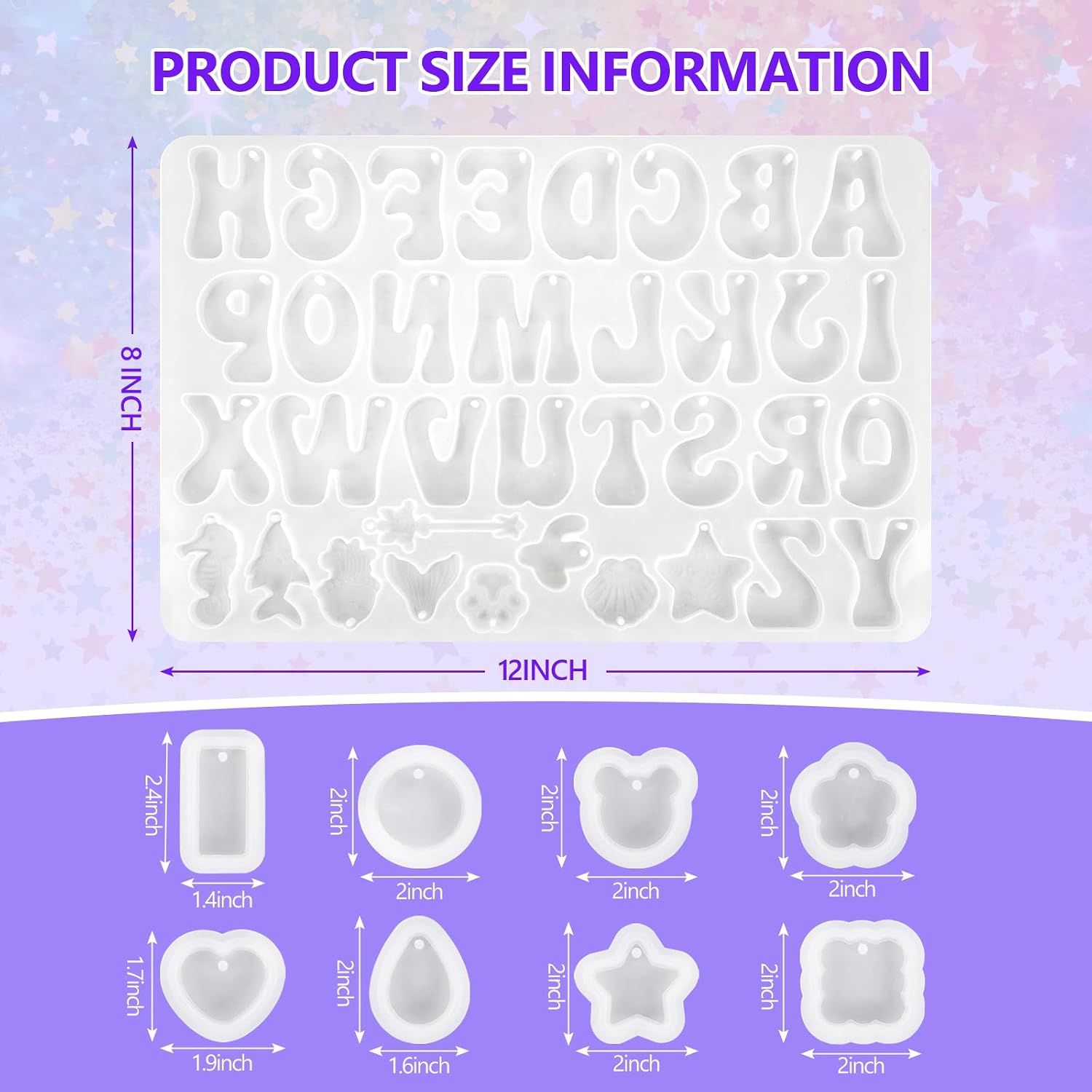 Detalle de KISREL 18 oz Epoxy Resin Kit with Alphabet Molds and Dried Flowers