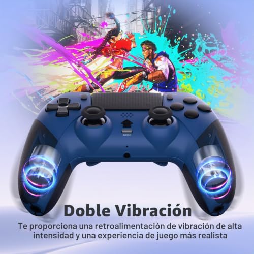 Detalle de Mando inalámbrico LATEC para PS4 Pro/PS4 Slim: Bluetooth, macros y 6 ejes en azul