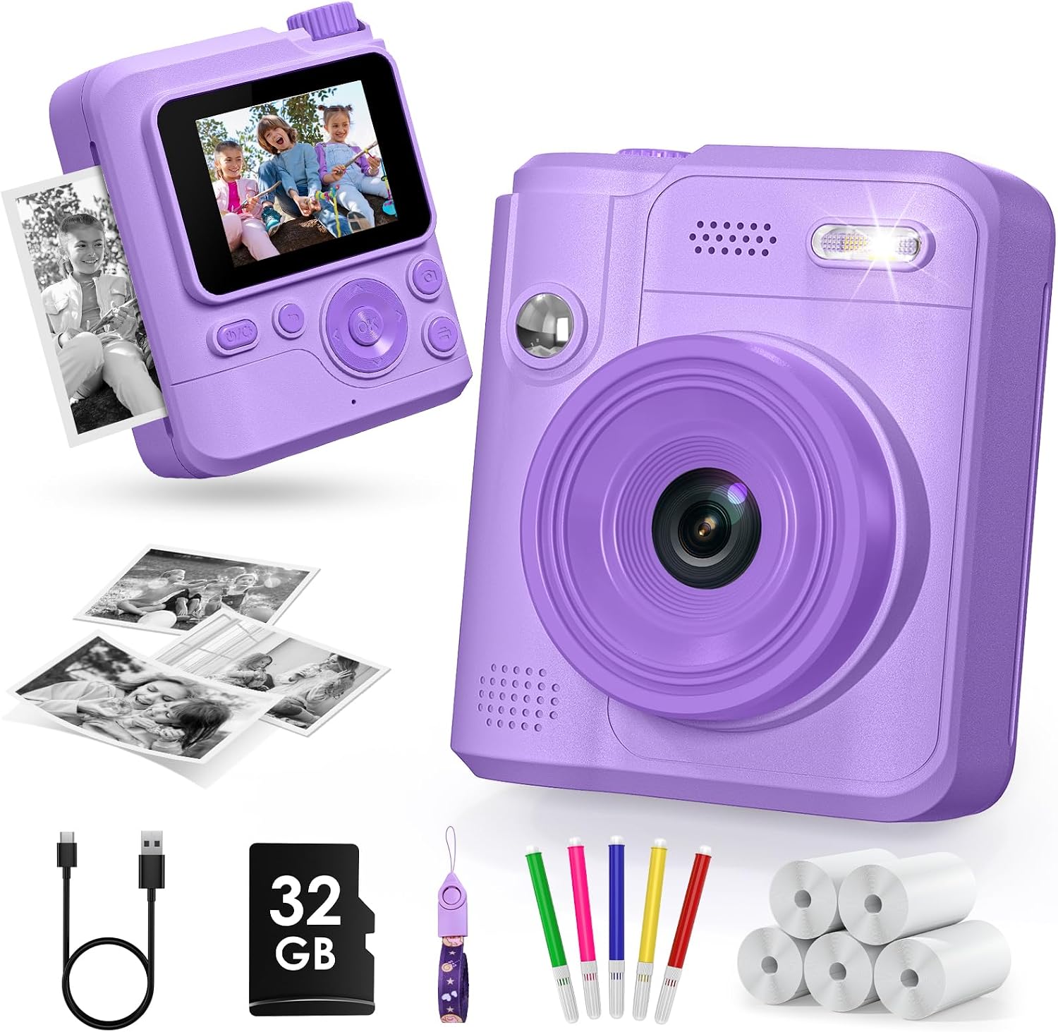 Detalle de Gofunly Kids Camera Instant Print 1080P Purple