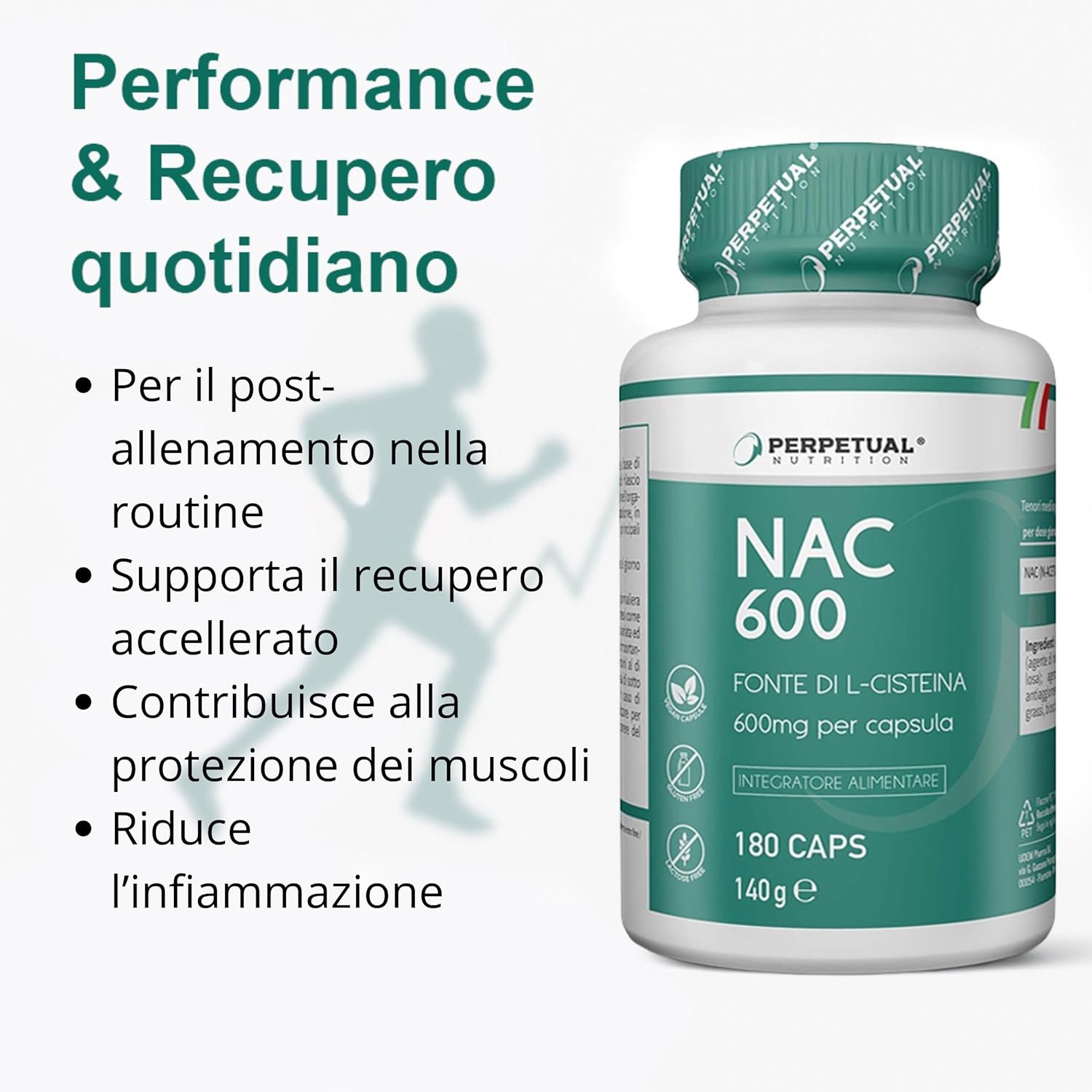 Detalle de NAC - 180 Capsule, 600 mg di N-Acetil-Cisteina: supporto mucolitico e detossificante