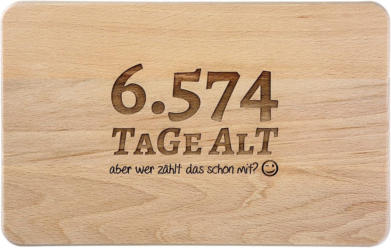 Brotzeitbrett zum 70. Geburtstag – Schneidbrett mit Spruch (22 × 14 × 1 cm) aus Buche