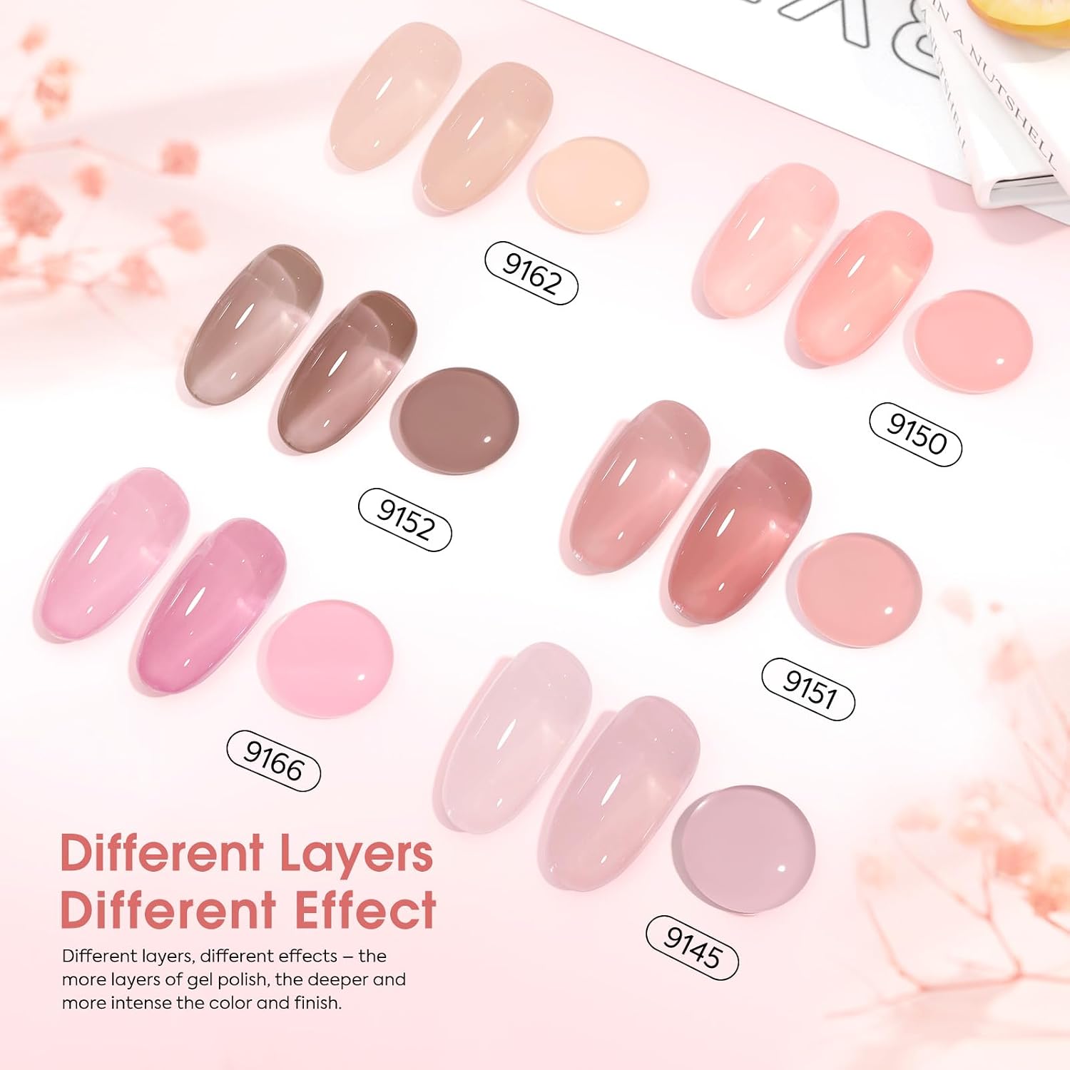 Thumbnail 1 de CANNI 6 Colors 9 Ml Sheer Jelly Pink Gel Nail Polish Set