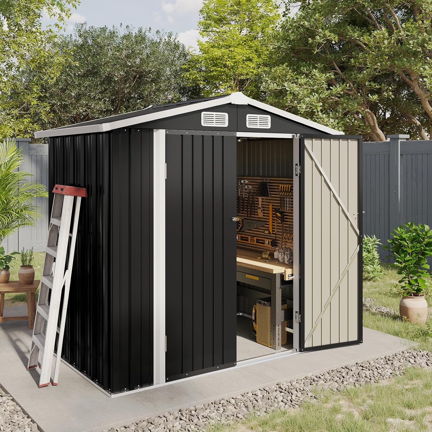 Detalle 2 de Aoxun Metal Storage Shed 6x4 FT